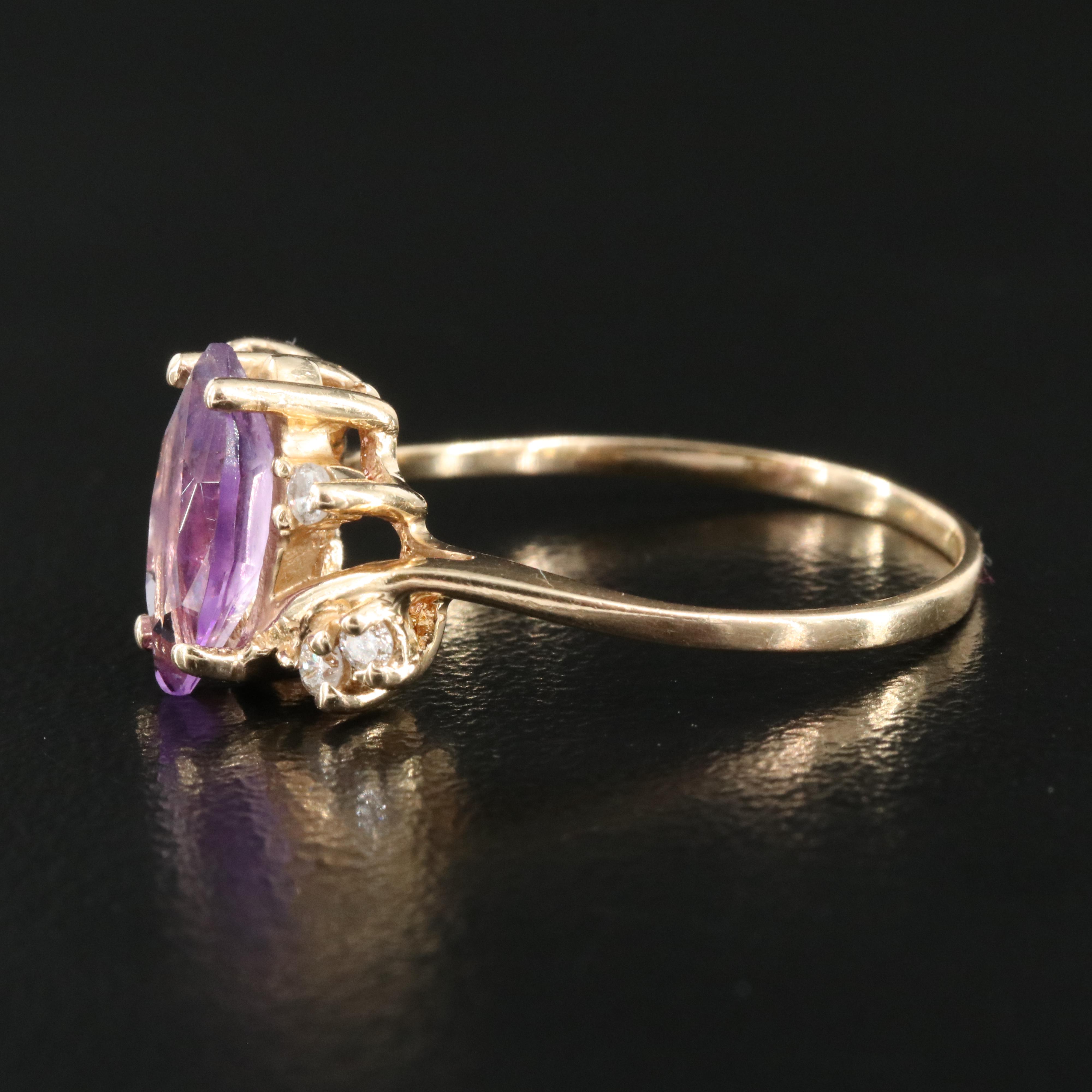 14K Amethyst and Diamond Ring