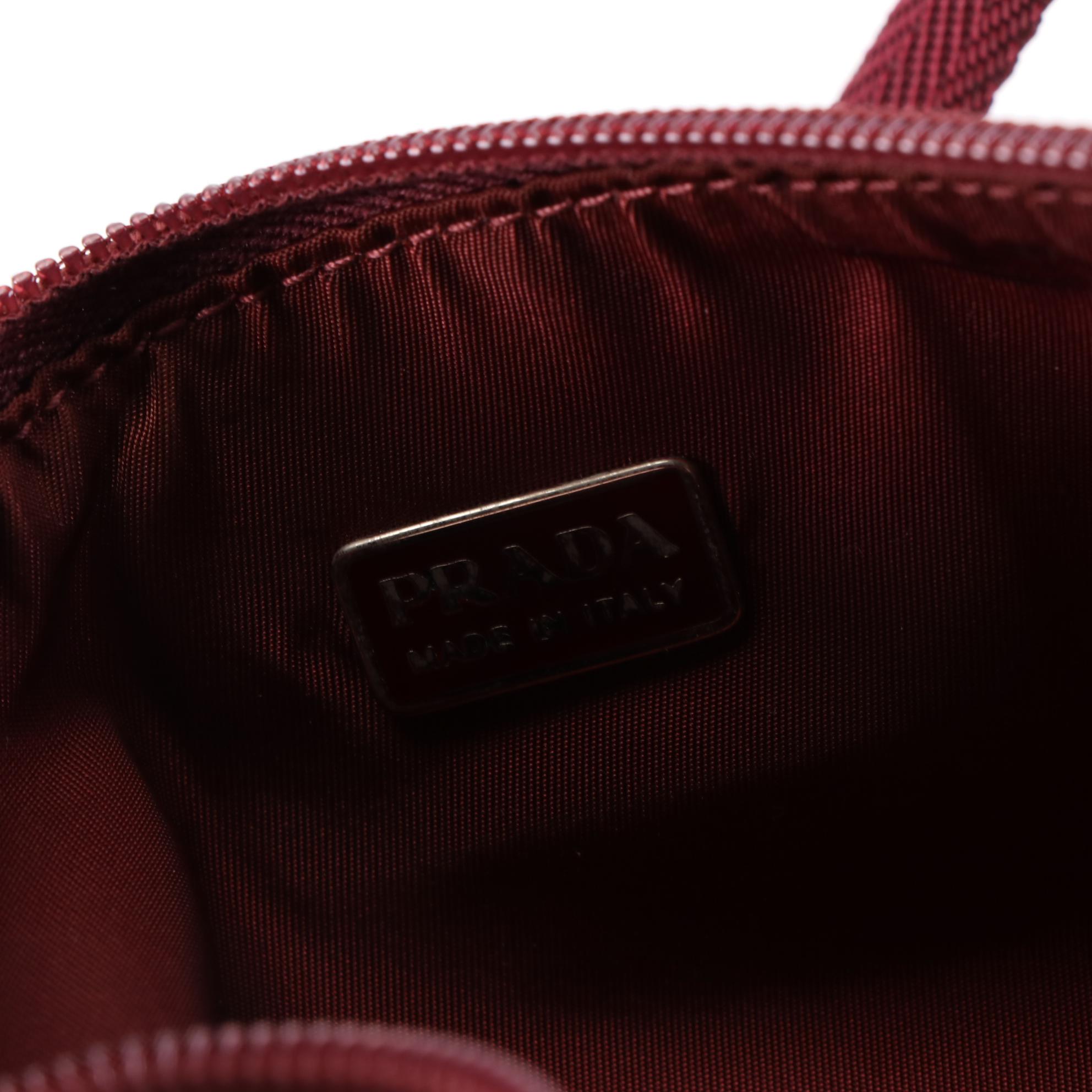 Prada Canvas Shoulder Bag with Leather Trim