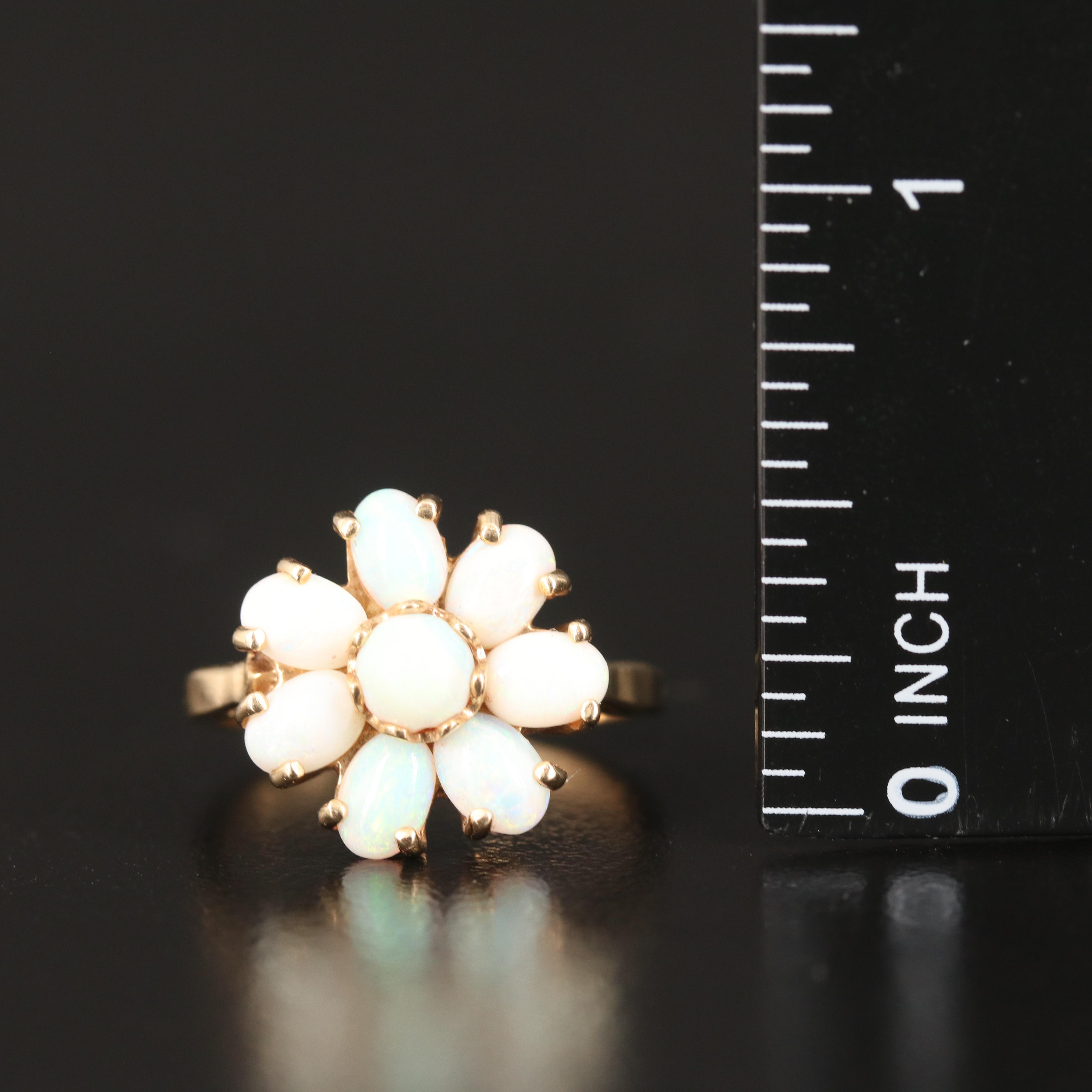 14K Opal Flower Ring