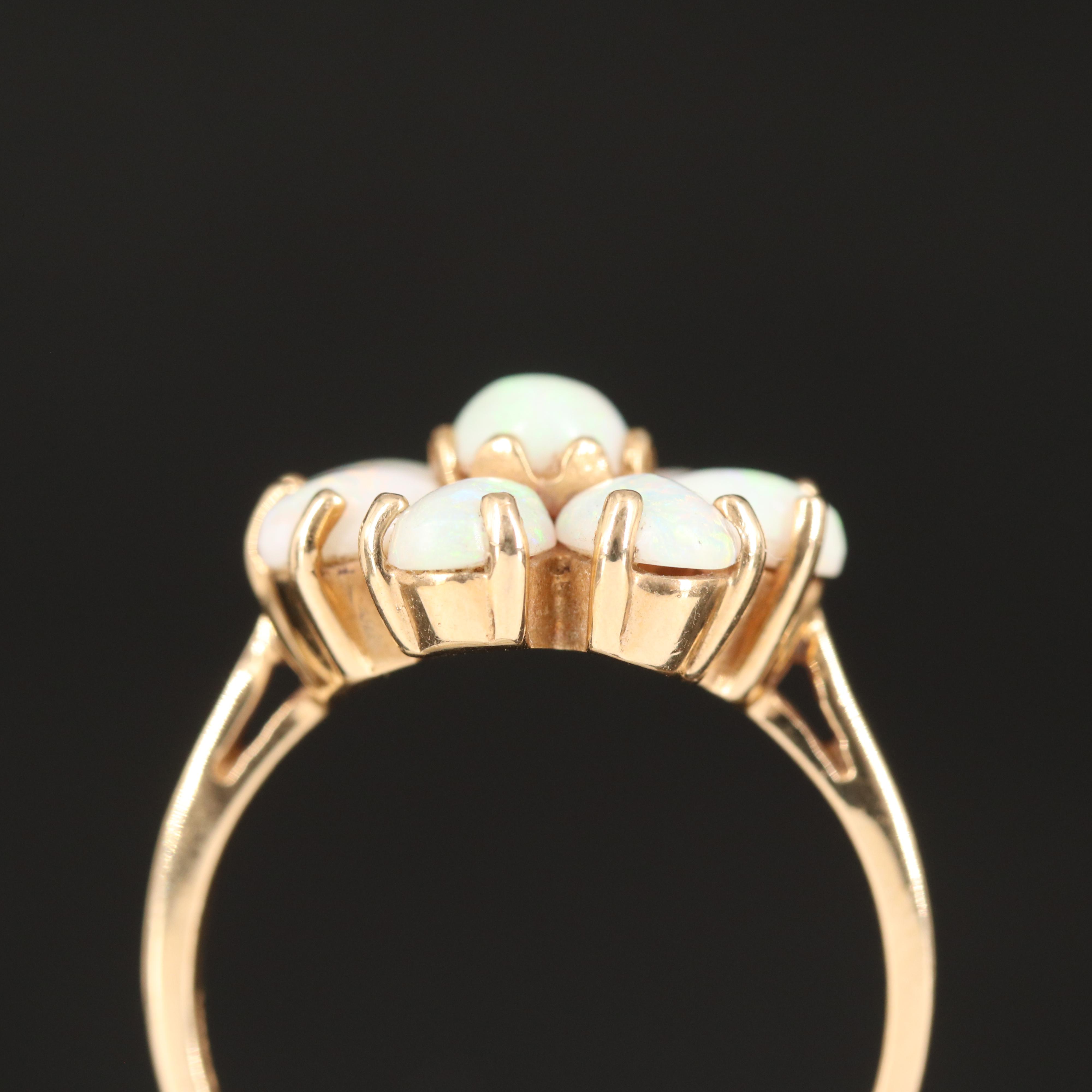 14K Opal Flower Ring