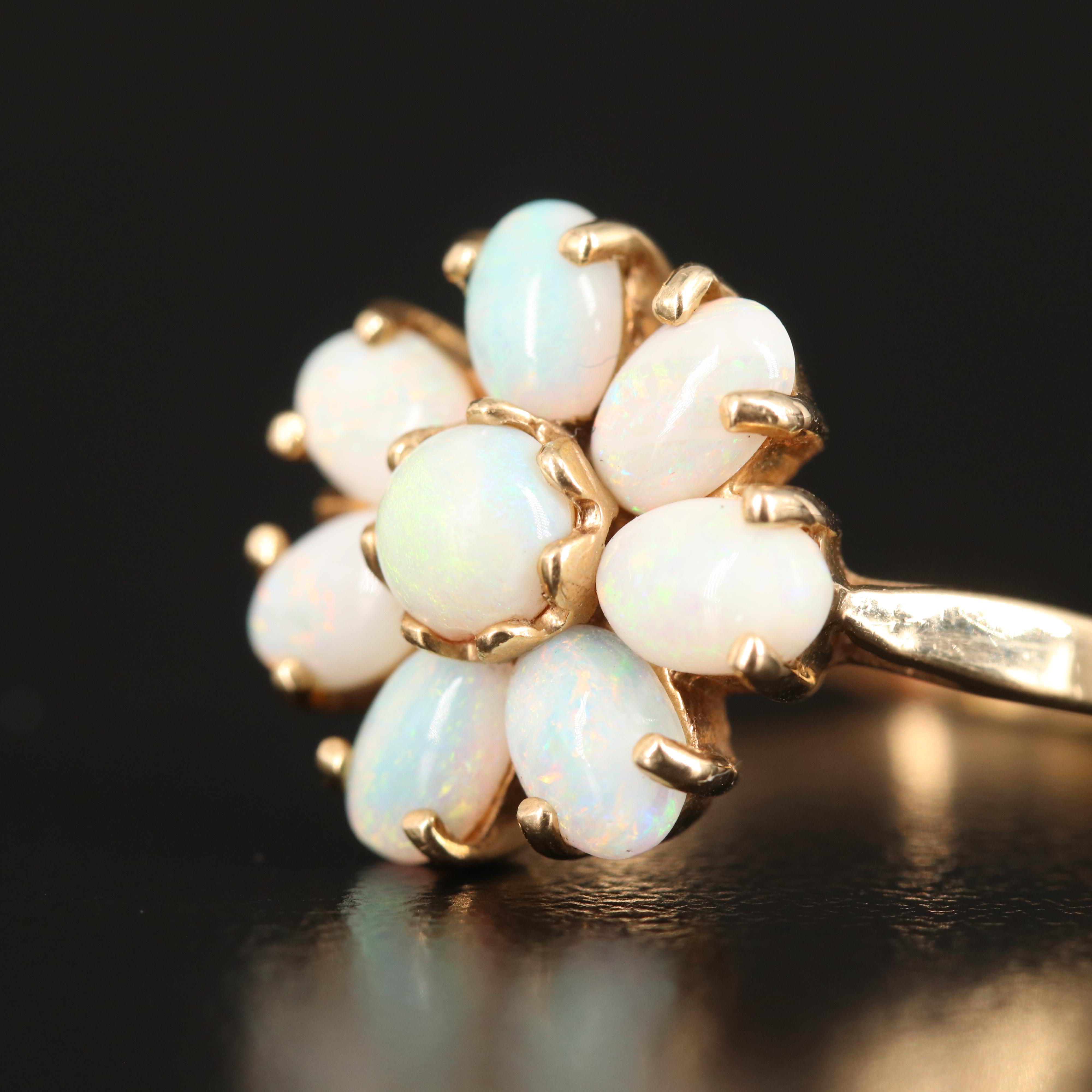 14K Opal Flower Ring
