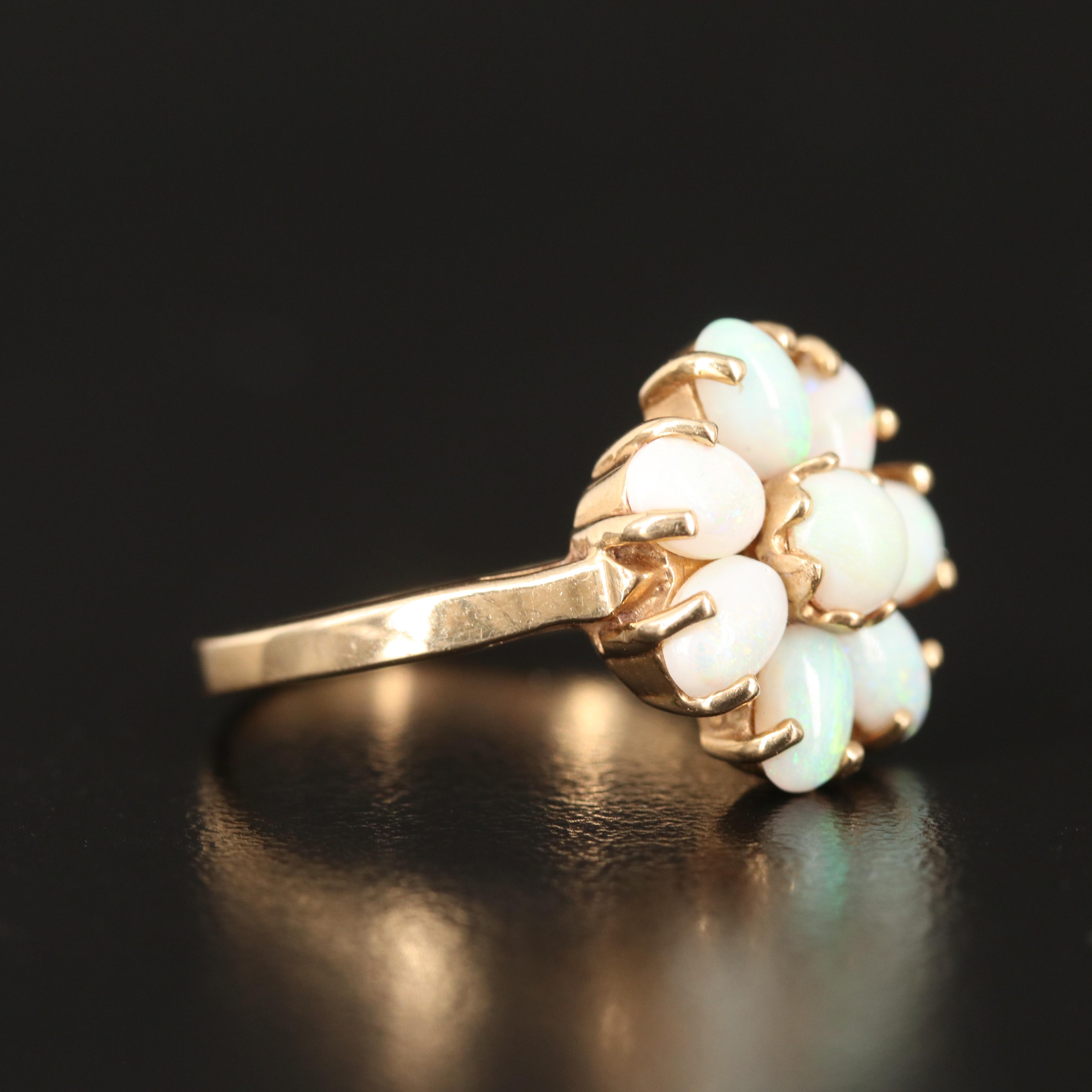 14K Opal Flower Ring