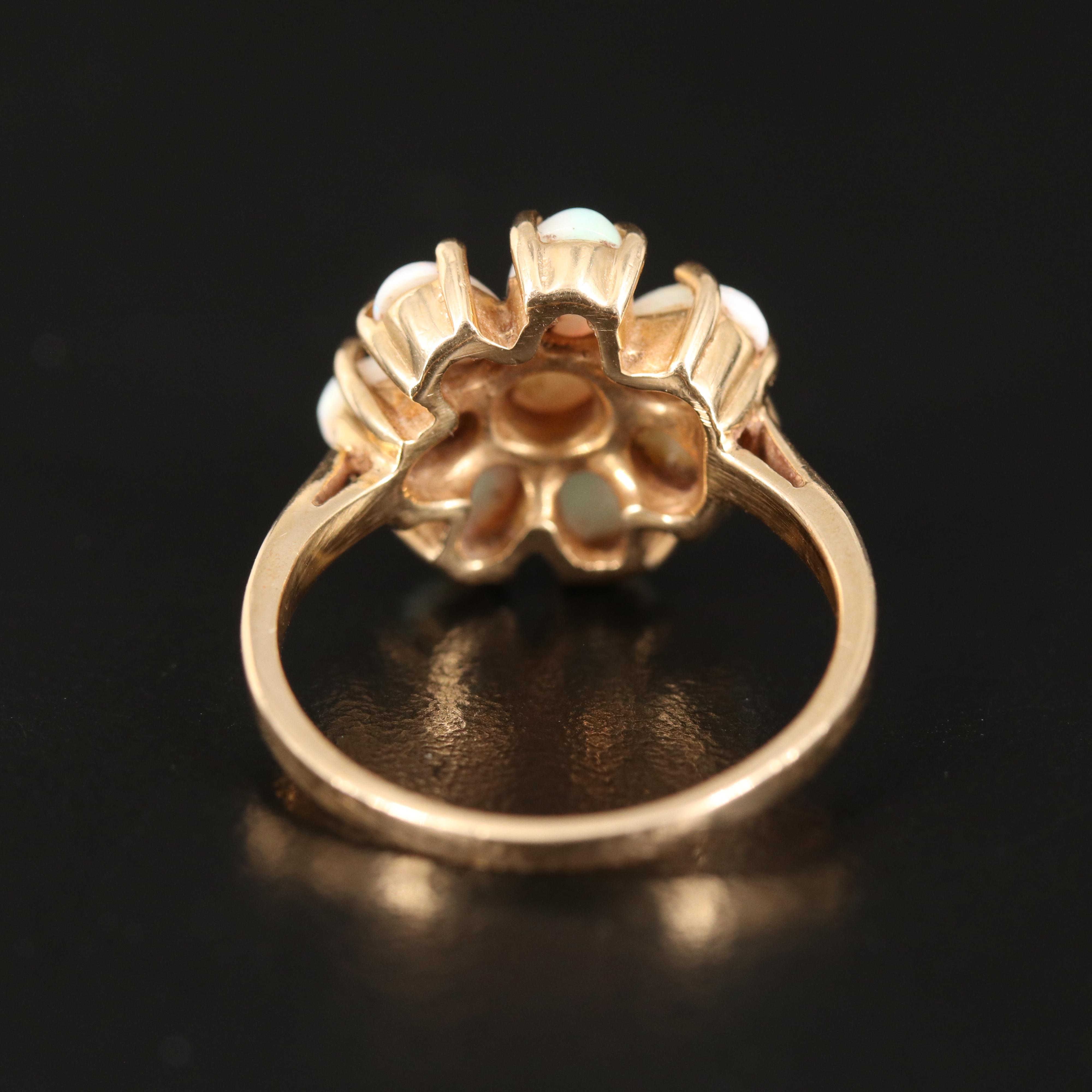 14K Opal Flower Ring