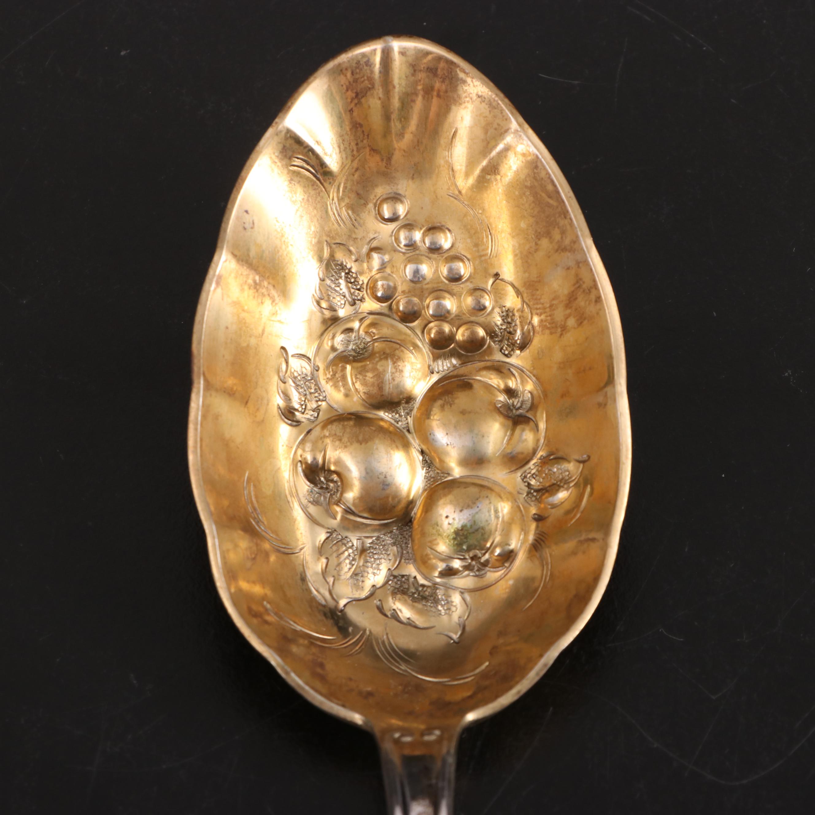 Lowenthal German 800 Silver Berry Spoons in Presentation Case, Late 19th C.