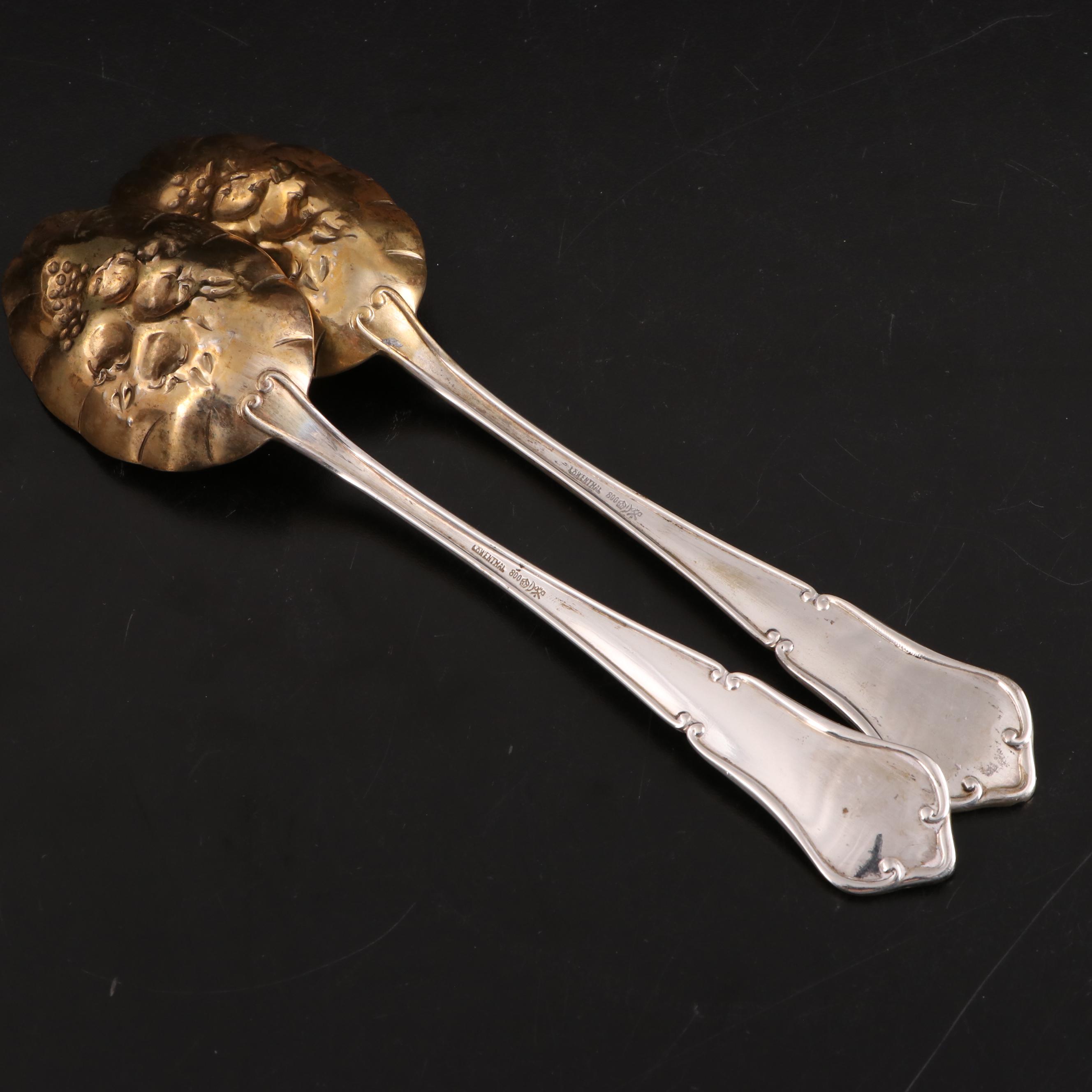 Lowenthal German 800 Silver Berry Spoons in Presentation Case, Late 19th C.