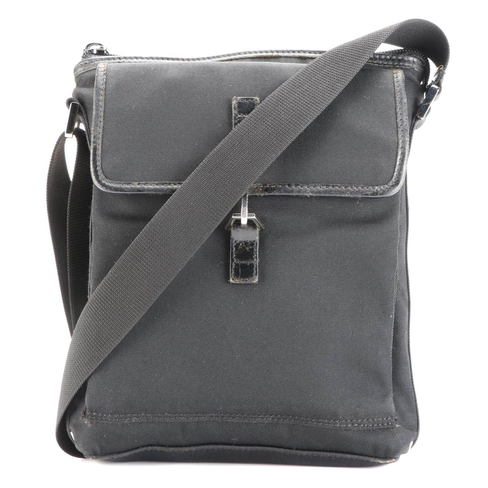 Gucci Small Crossbody Bag in Black Ballistic Nylon with Leather Trim