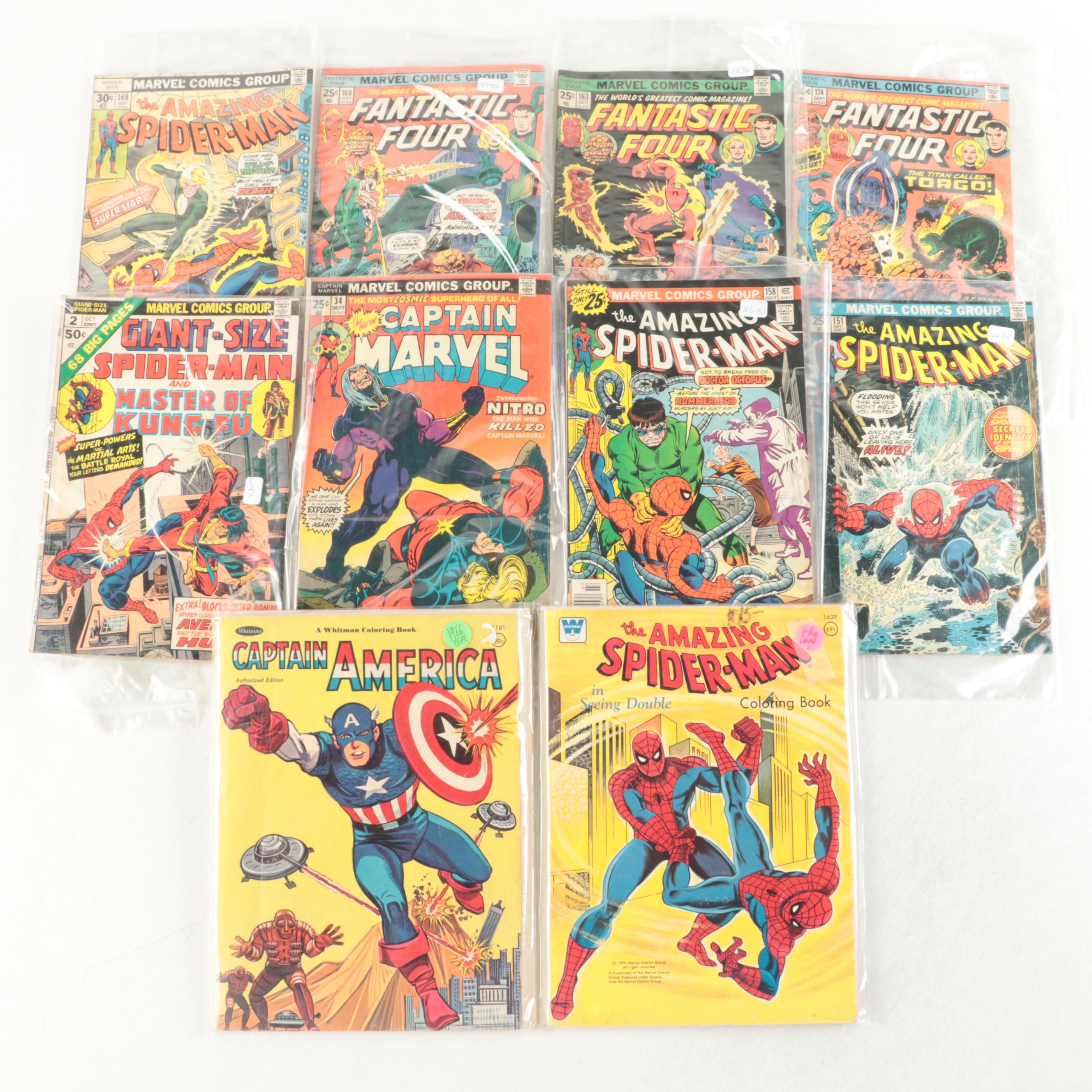 "The Amazing Spider-Man" with Other Bronze Age Comic Books and Coloring Books