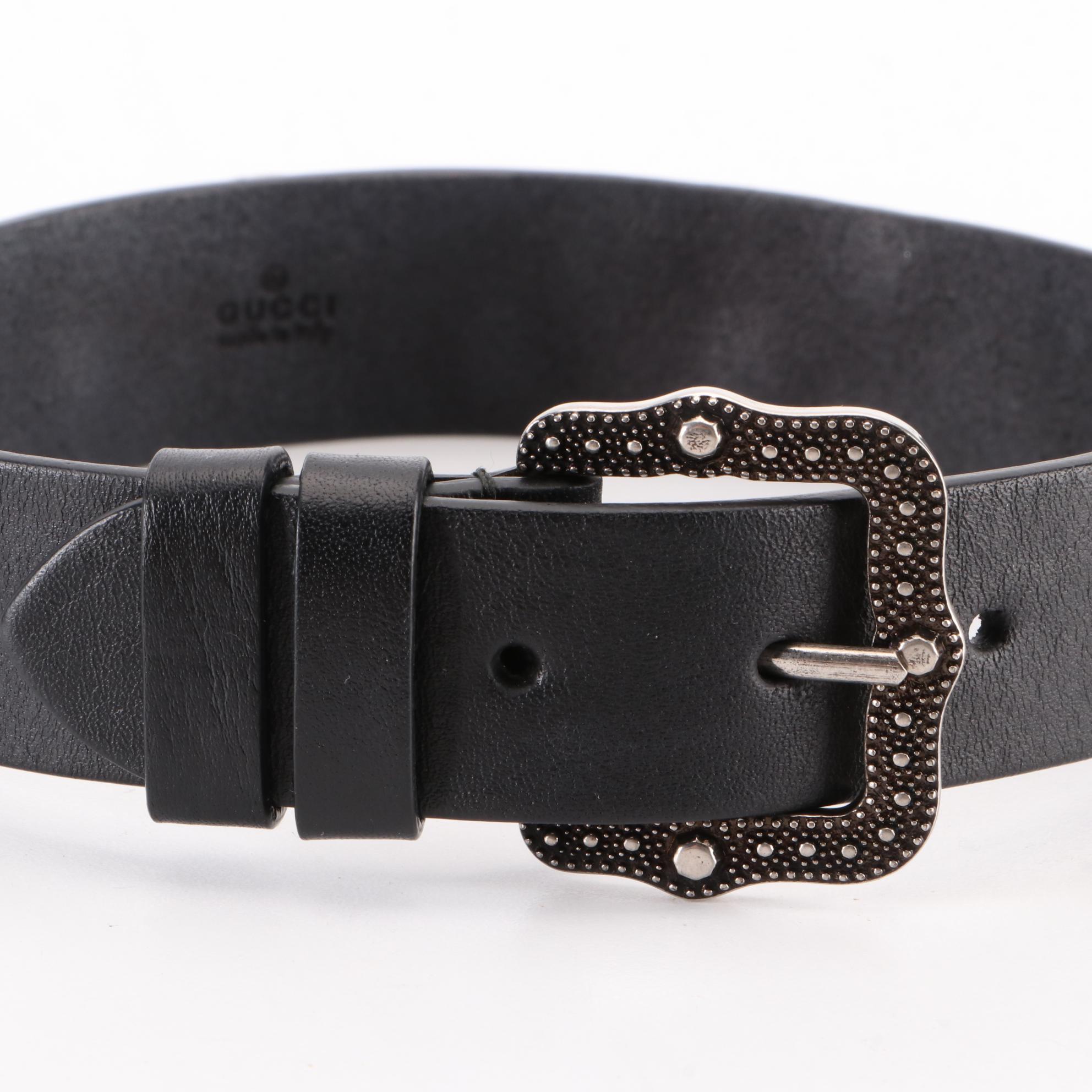 Gucci Feline Tiger Head Choker Collar in Studded Black Leather
