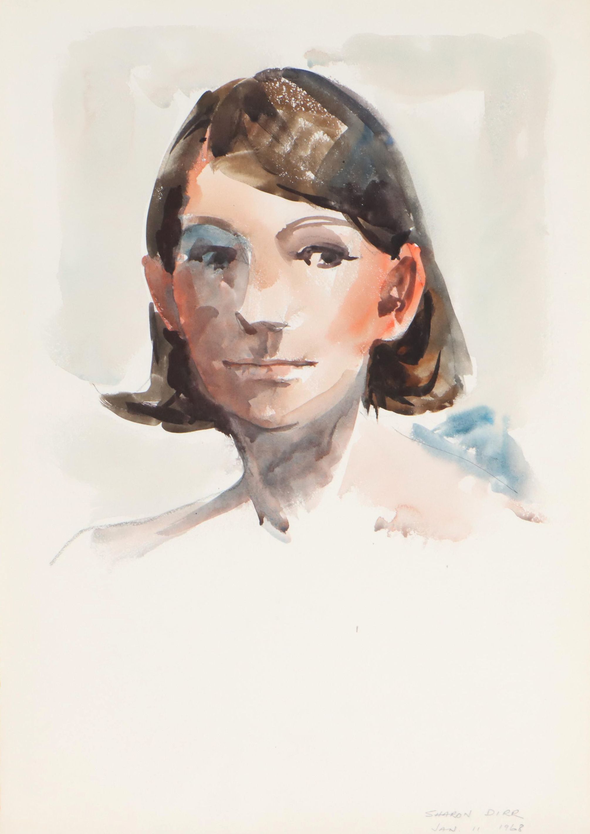 Jack Meanwell Portrait Watercolor Painting "Sharon Dirr," 1968