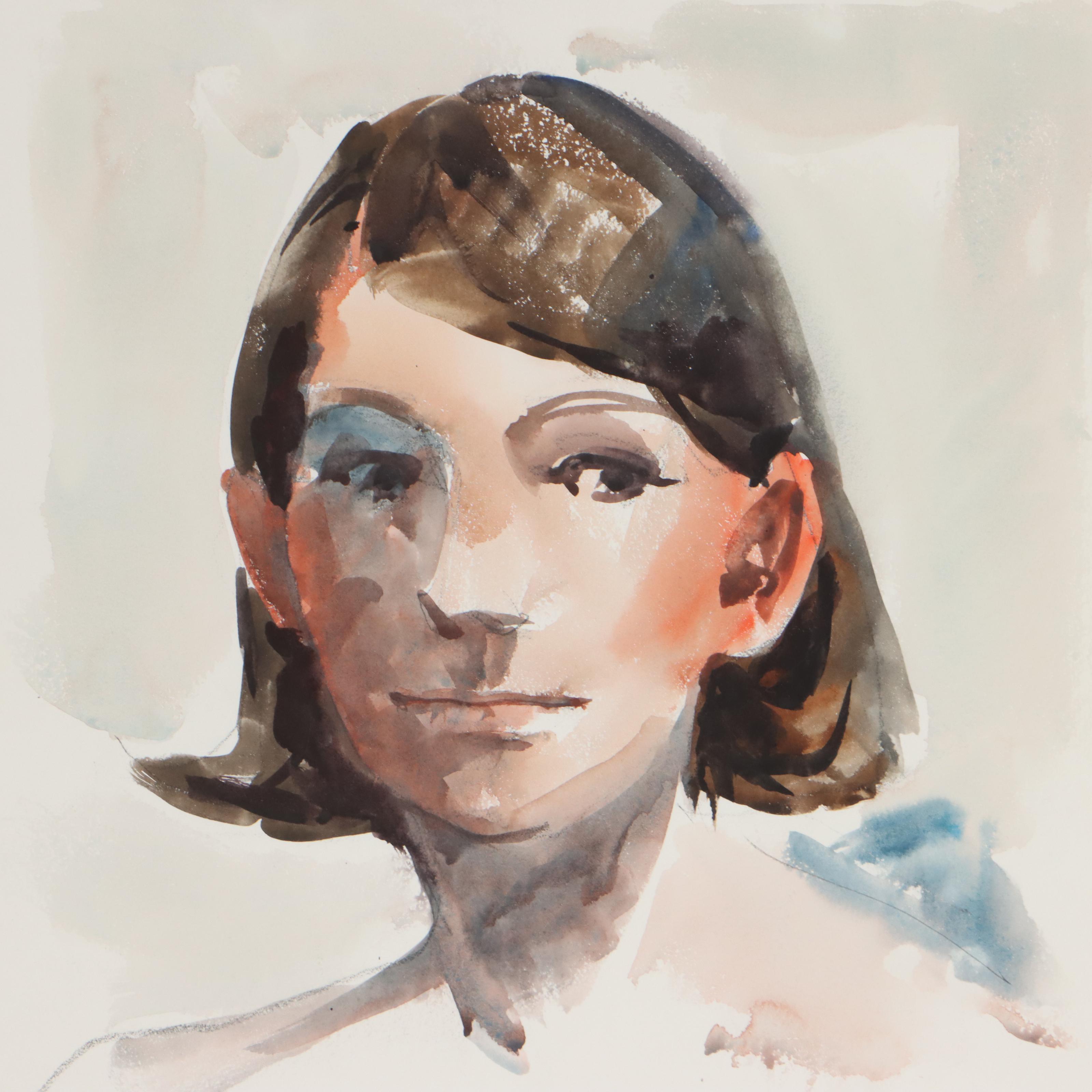 Jack Meanwell Portrait Watercolor Painting "Sharon Dirr," 1968