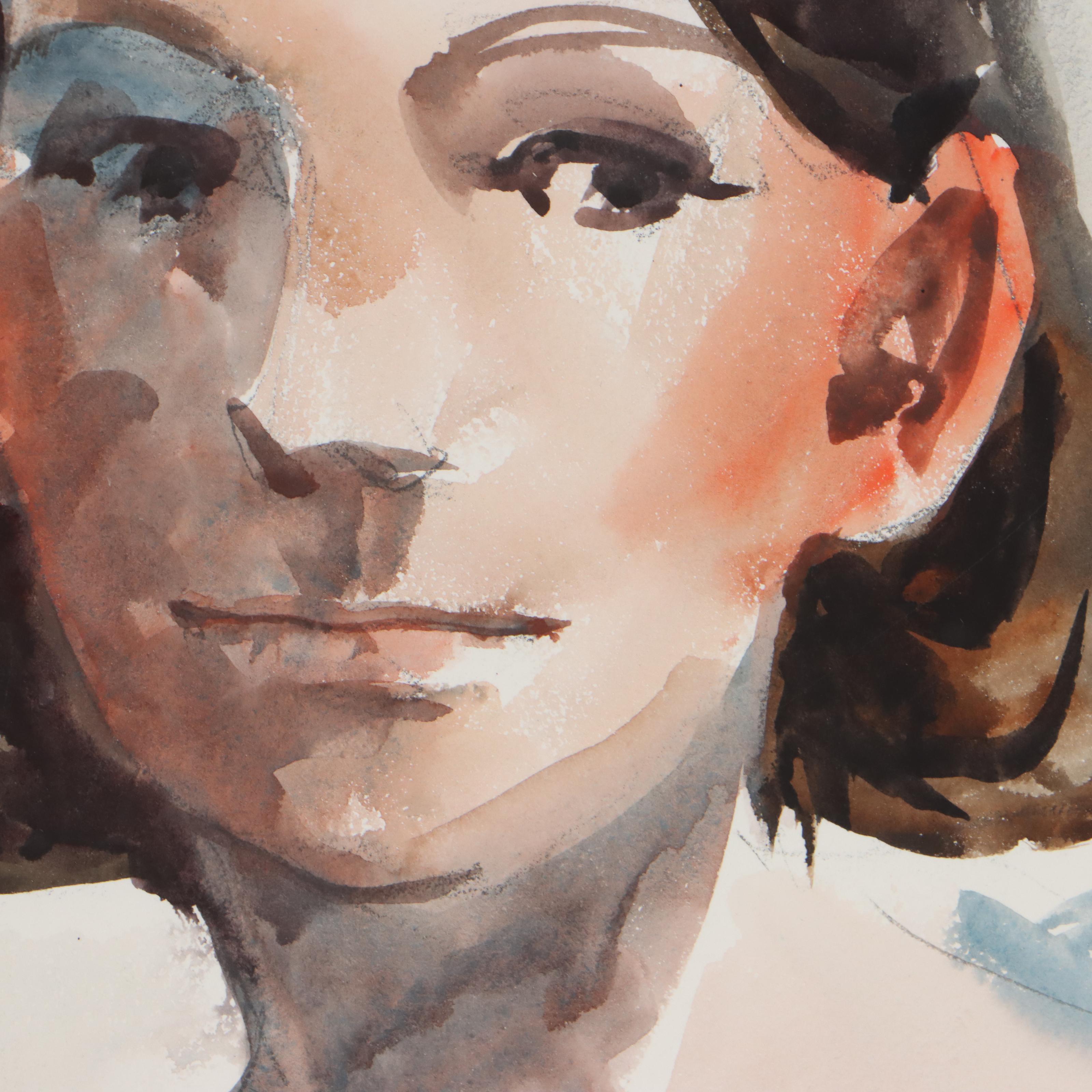 Jack Meanwell Portrait Watercolor Painting "Sharon Dirr," 1968