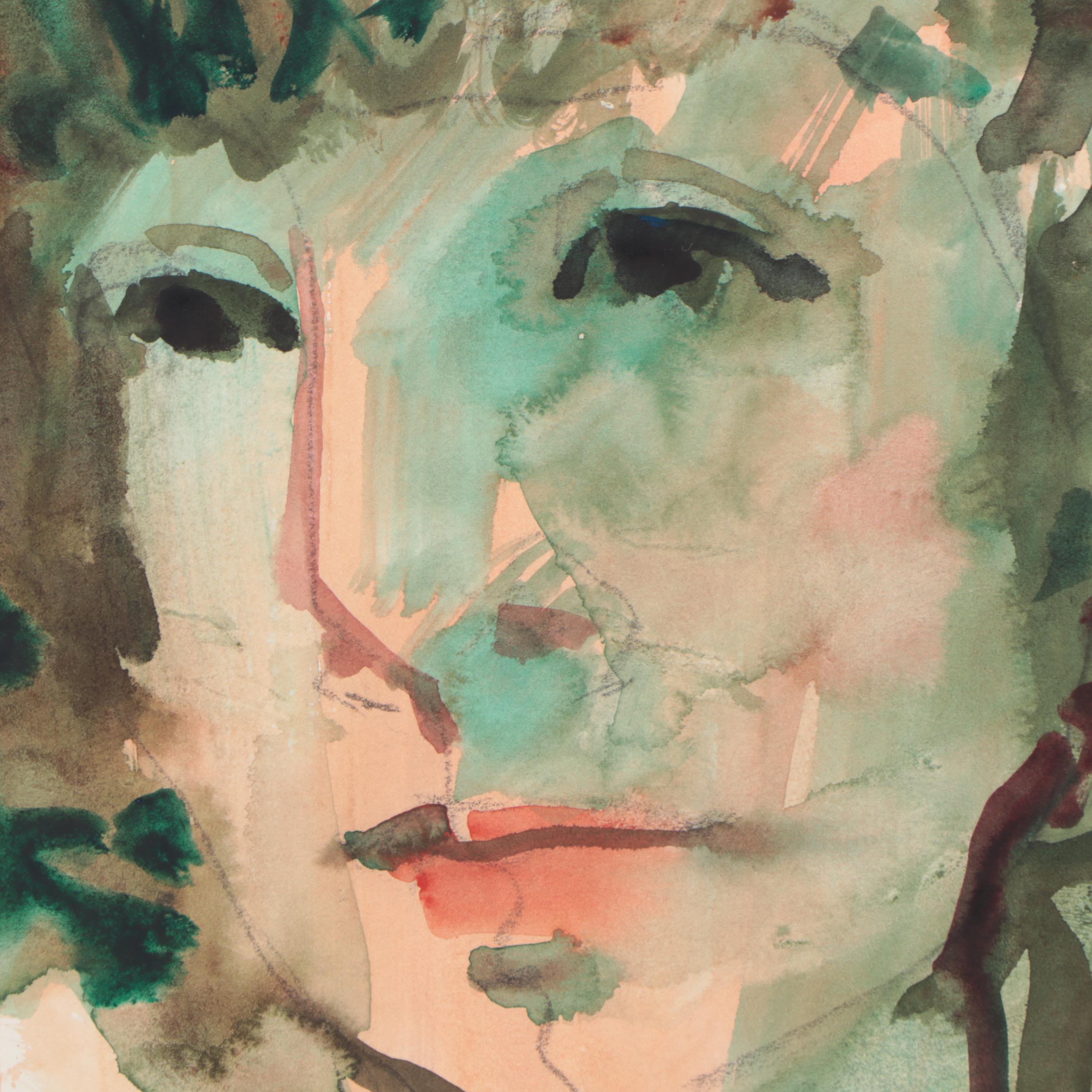 Jack Meanwell Portrait Watercolor Painting, 1997