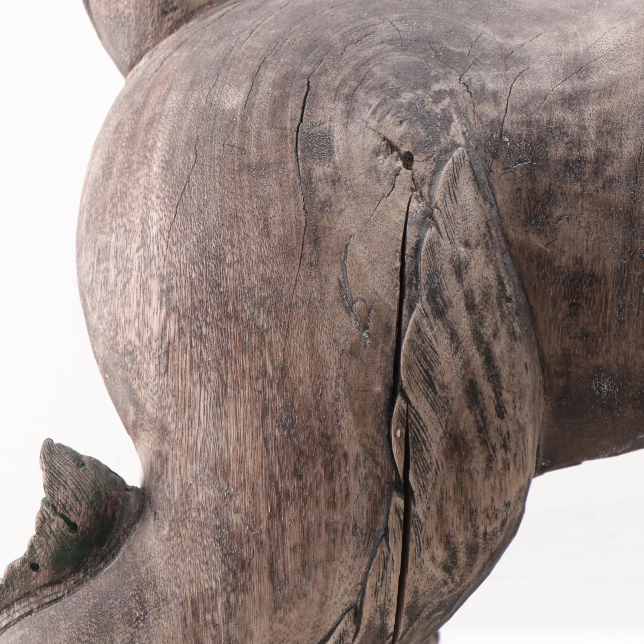 Large Meiji Period Japanese Wooden Shishi, 19th Century