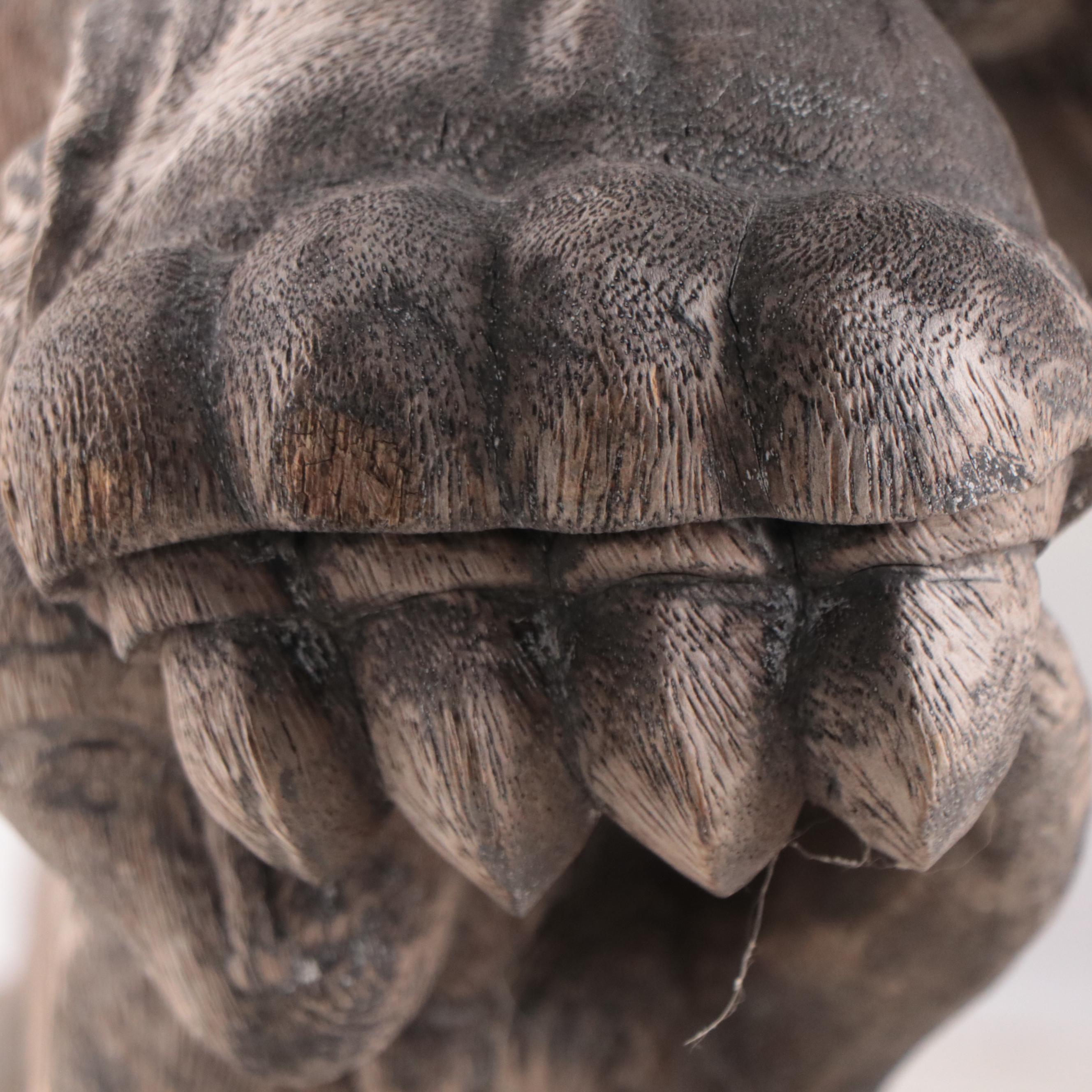 Large Meiji Period Japanese Wooden Shishi, 19th Century