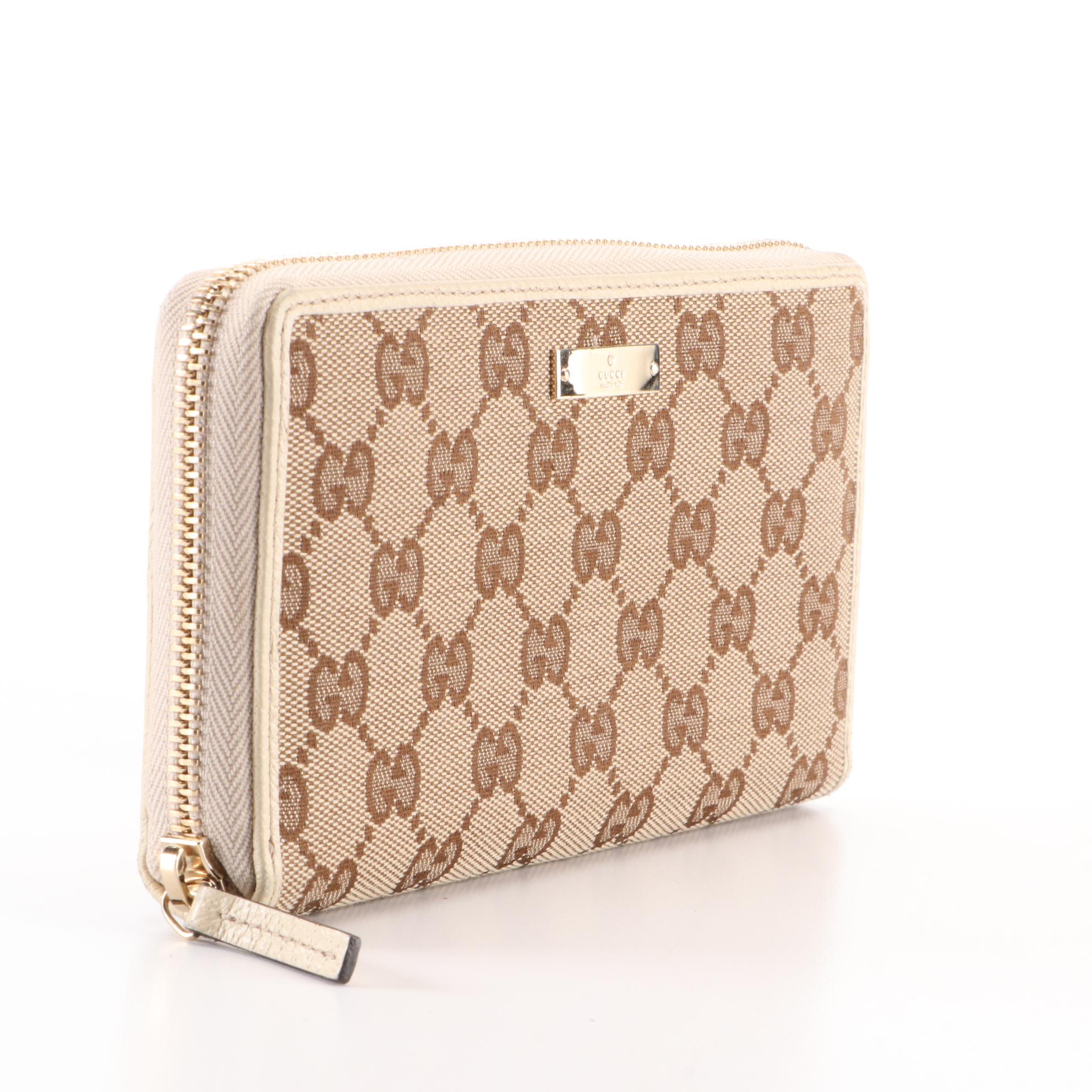 Gucci GG Canvas and Leather Zip Wallet