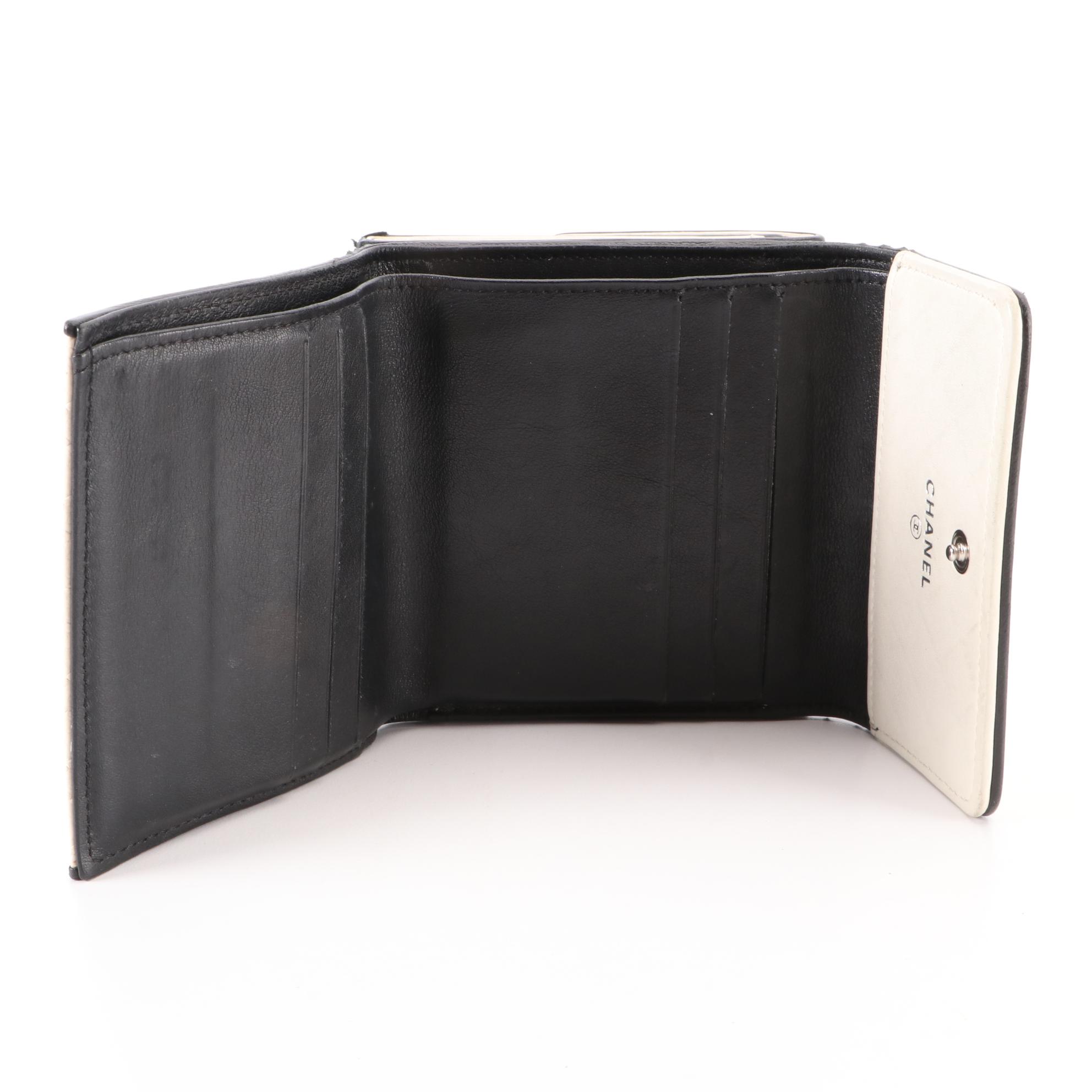 Chanel Quilted Embossed Leather Compact Wallet with Box