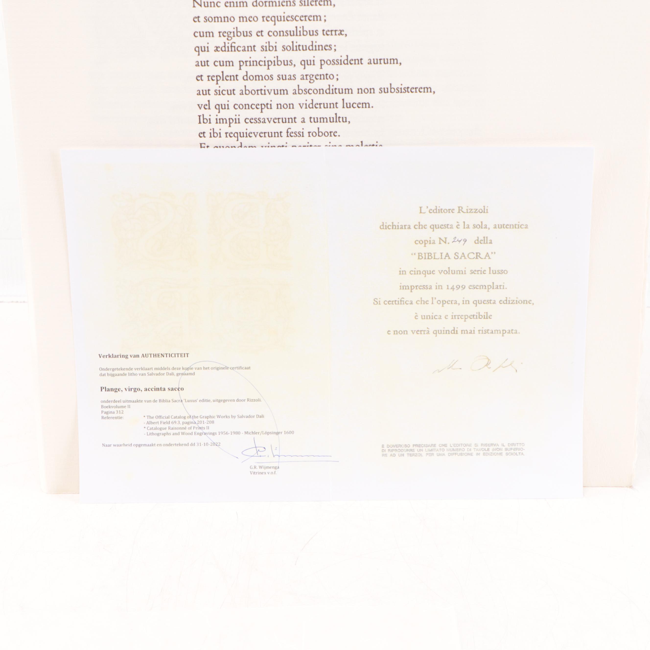 Salvador Dalí Lithographic Print from "Biblia Sacra," 1969