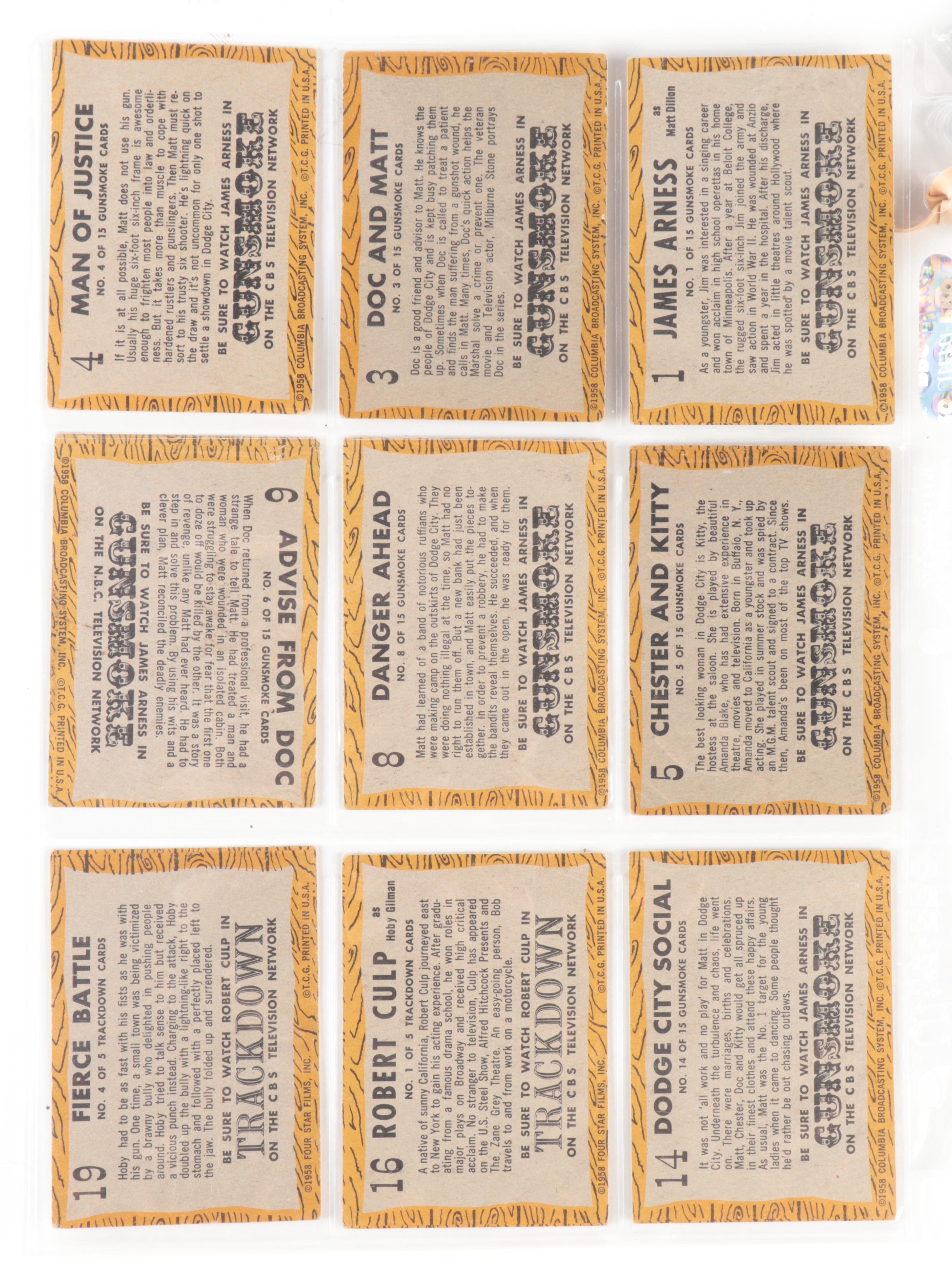 1958 Topps Gunsmoke Trading Cards with Matt Dillon #1 and More