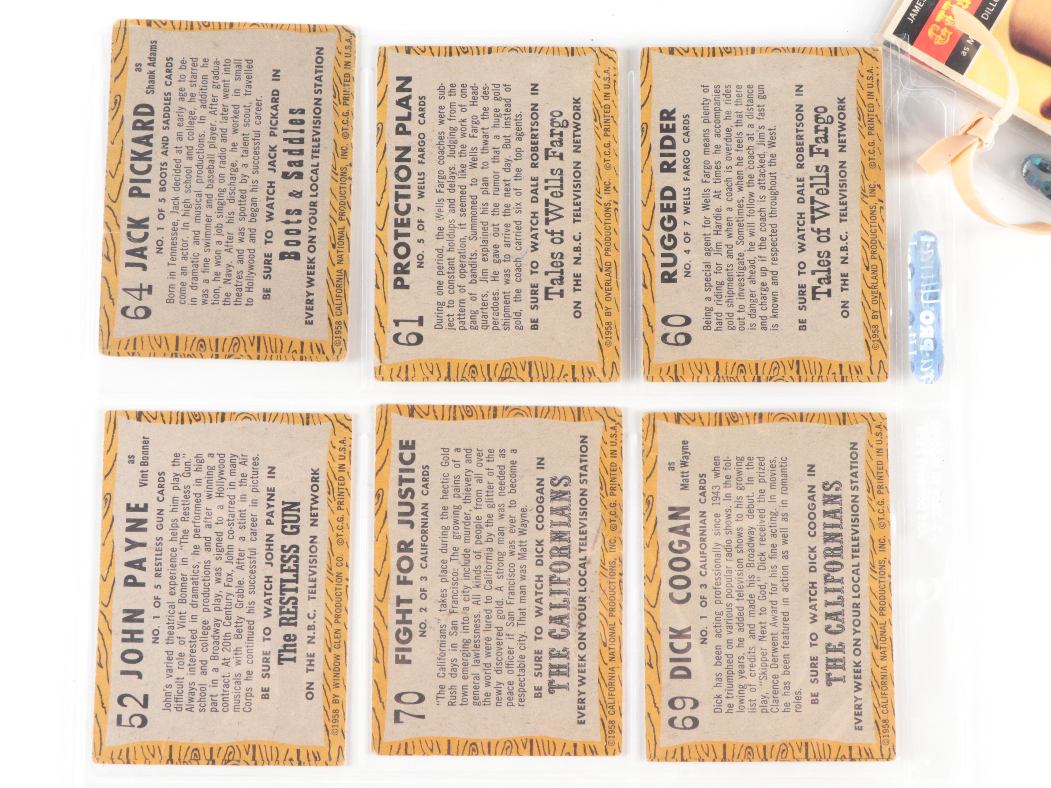 1958 Topps Gunsmoke Trading Cards with Matt Dillon #1 and More