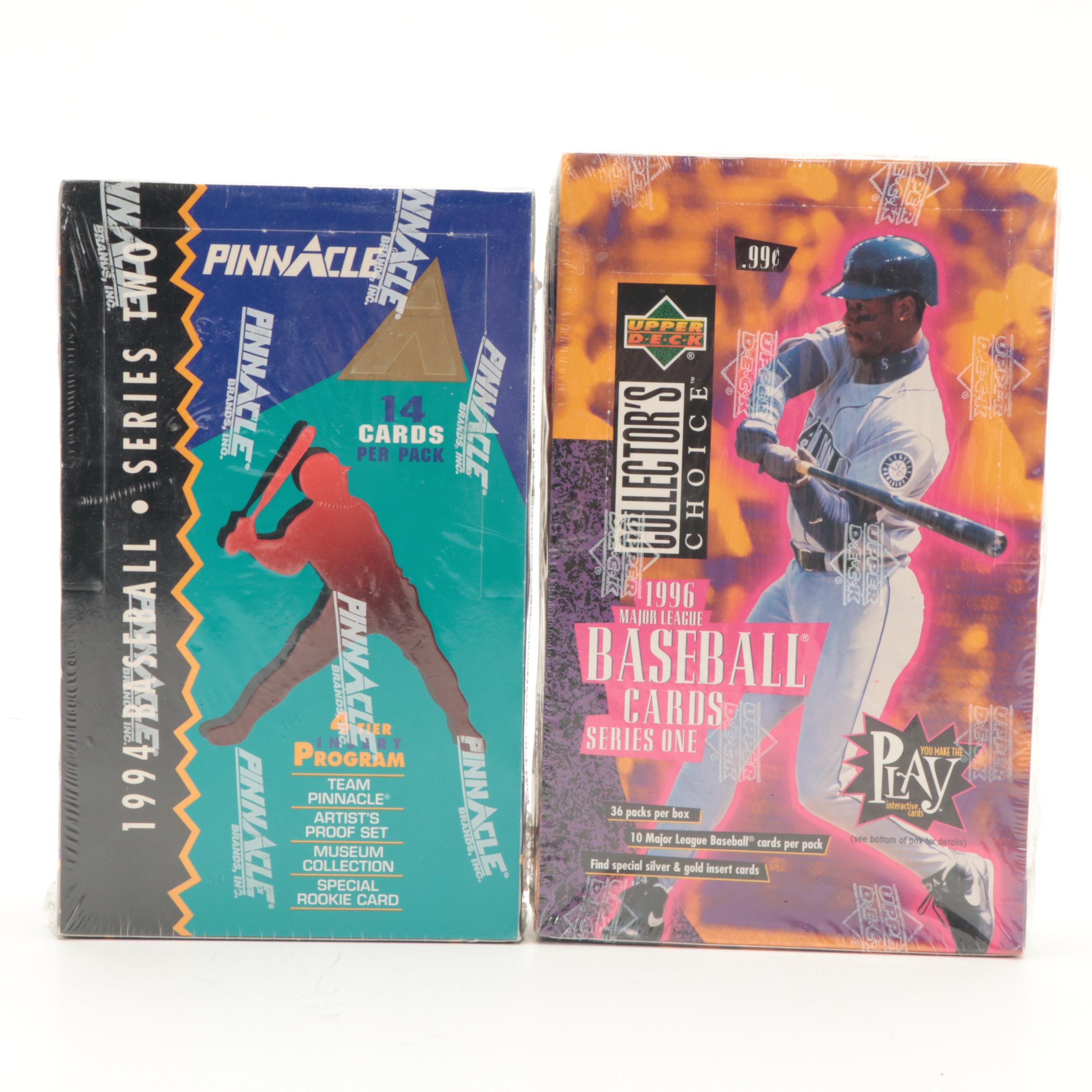 Topps, Upper Deck, Pinnacle Sealed Baseball Card Hobby Boxes, 1990s–2000s