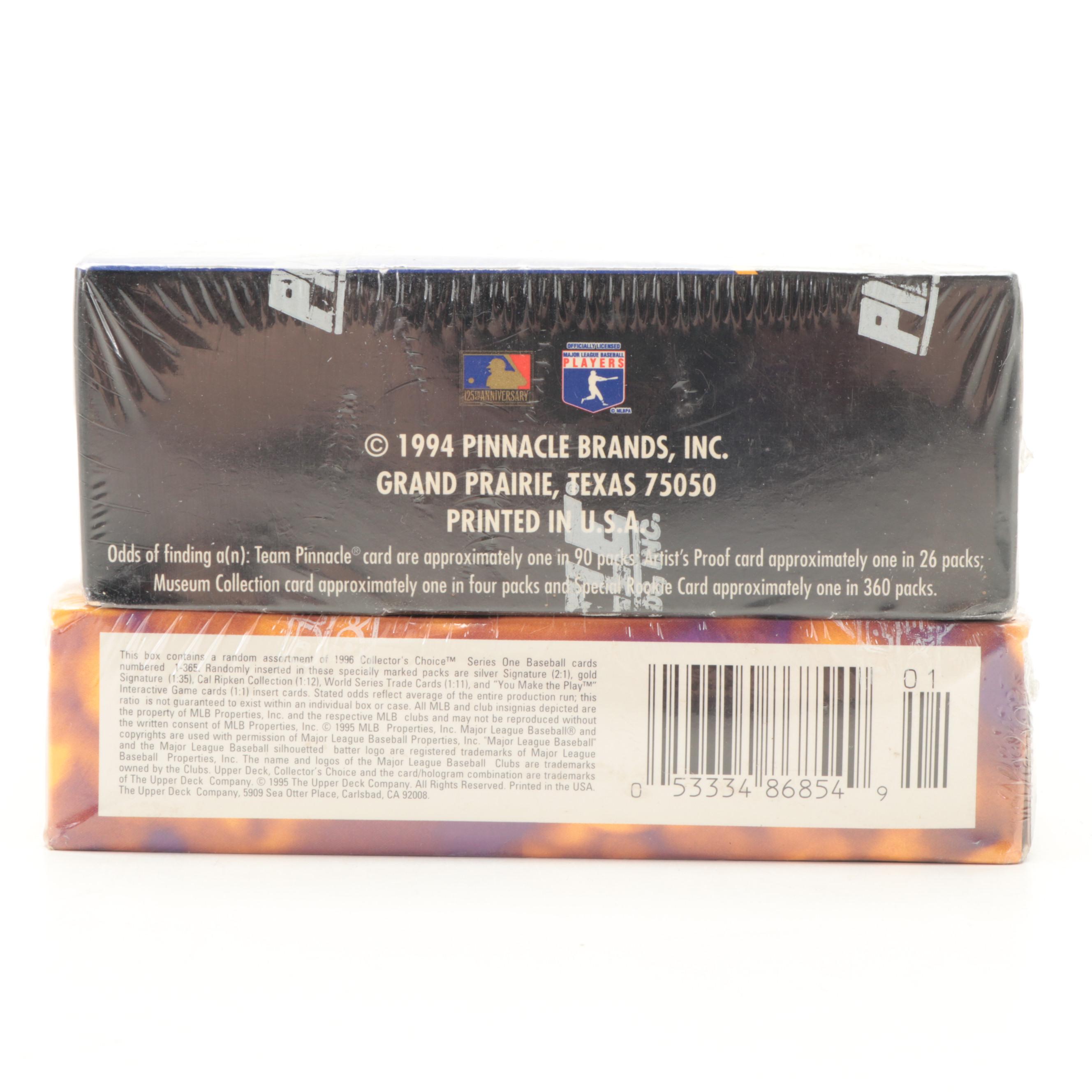 Topps, Upper Deck, Pinnacle Sealed Baseball Card Hobby Boxes, 1990s–2000s