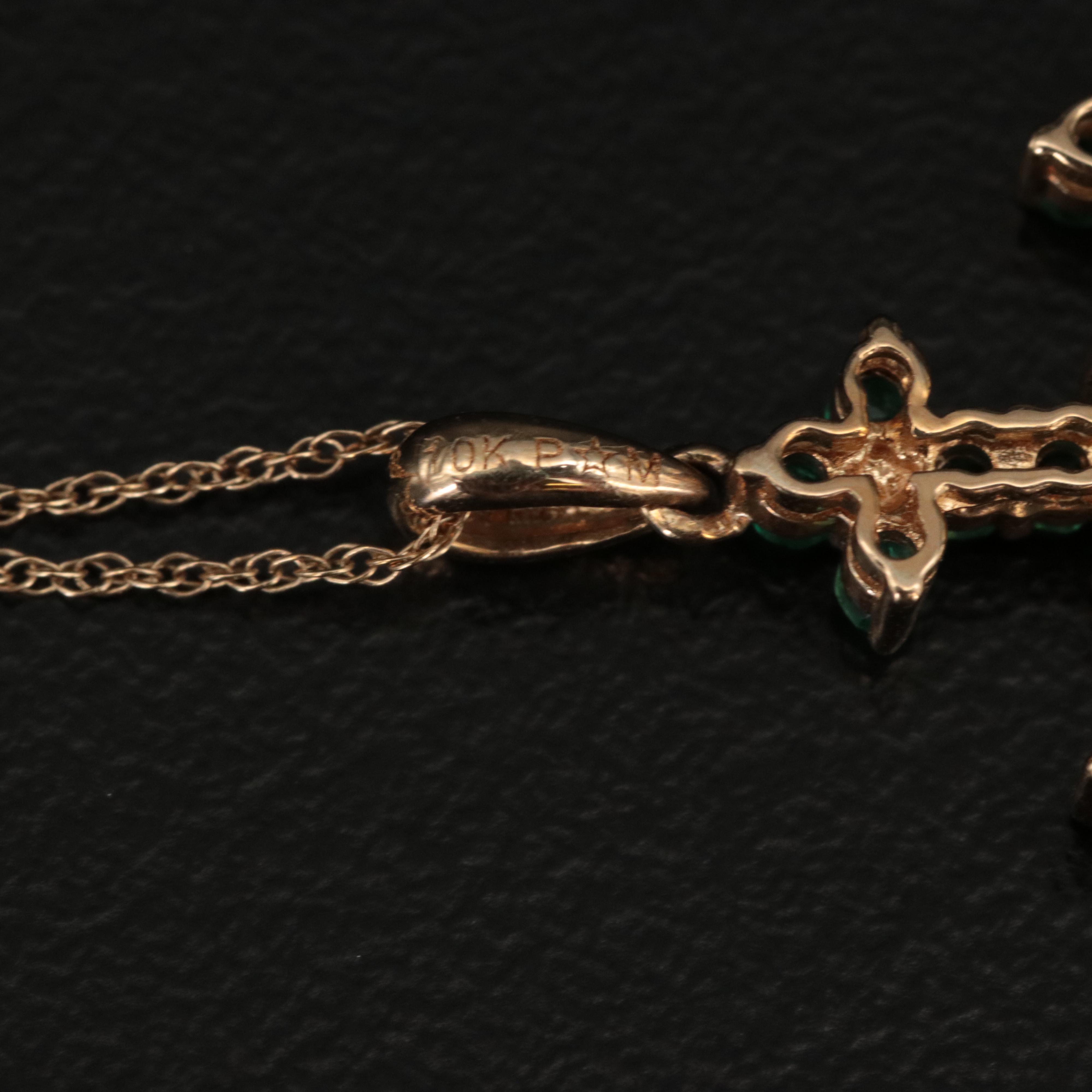 10K Emerald Cross Pendant and Chain