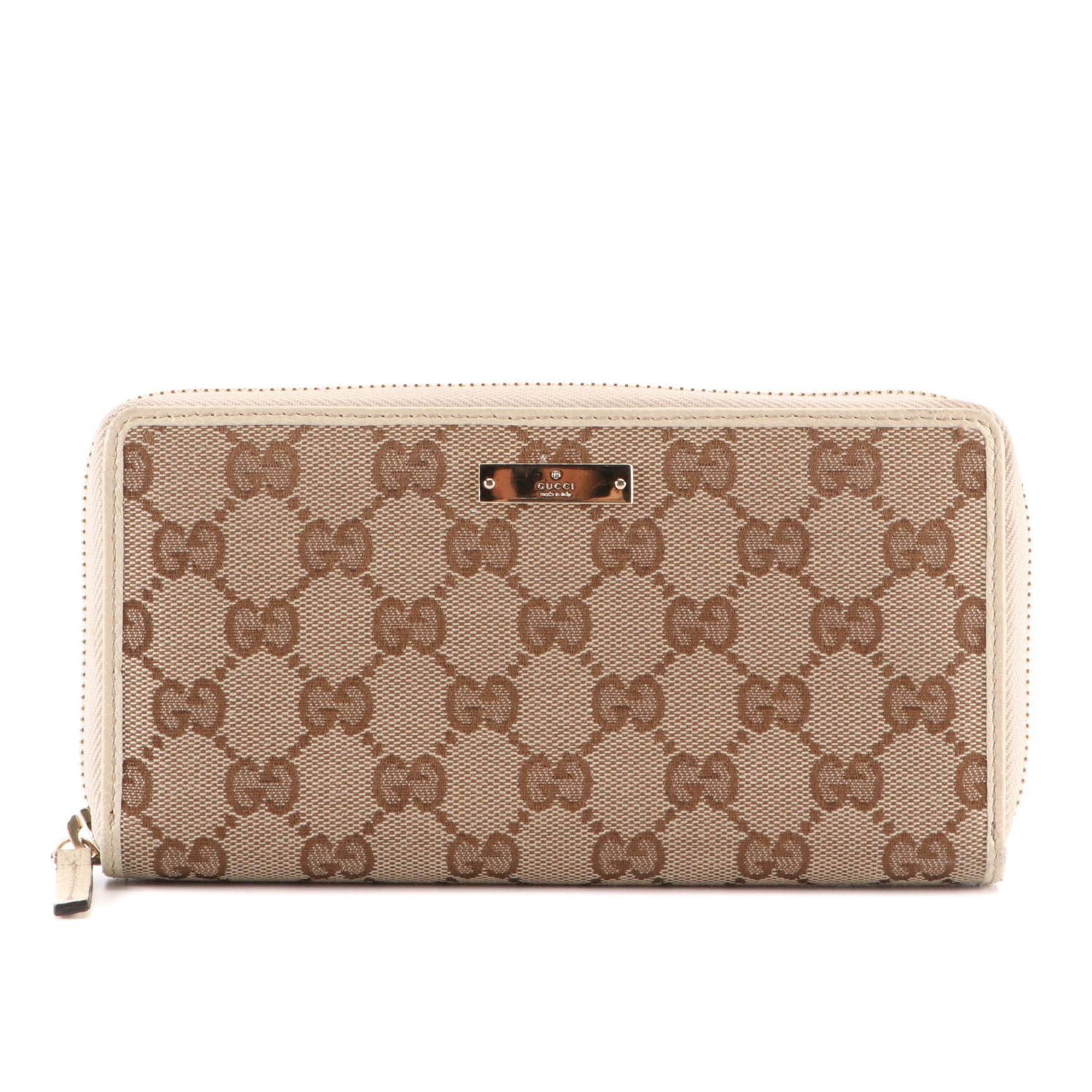 Gucci GG Canvas and Leather Zip Wallet