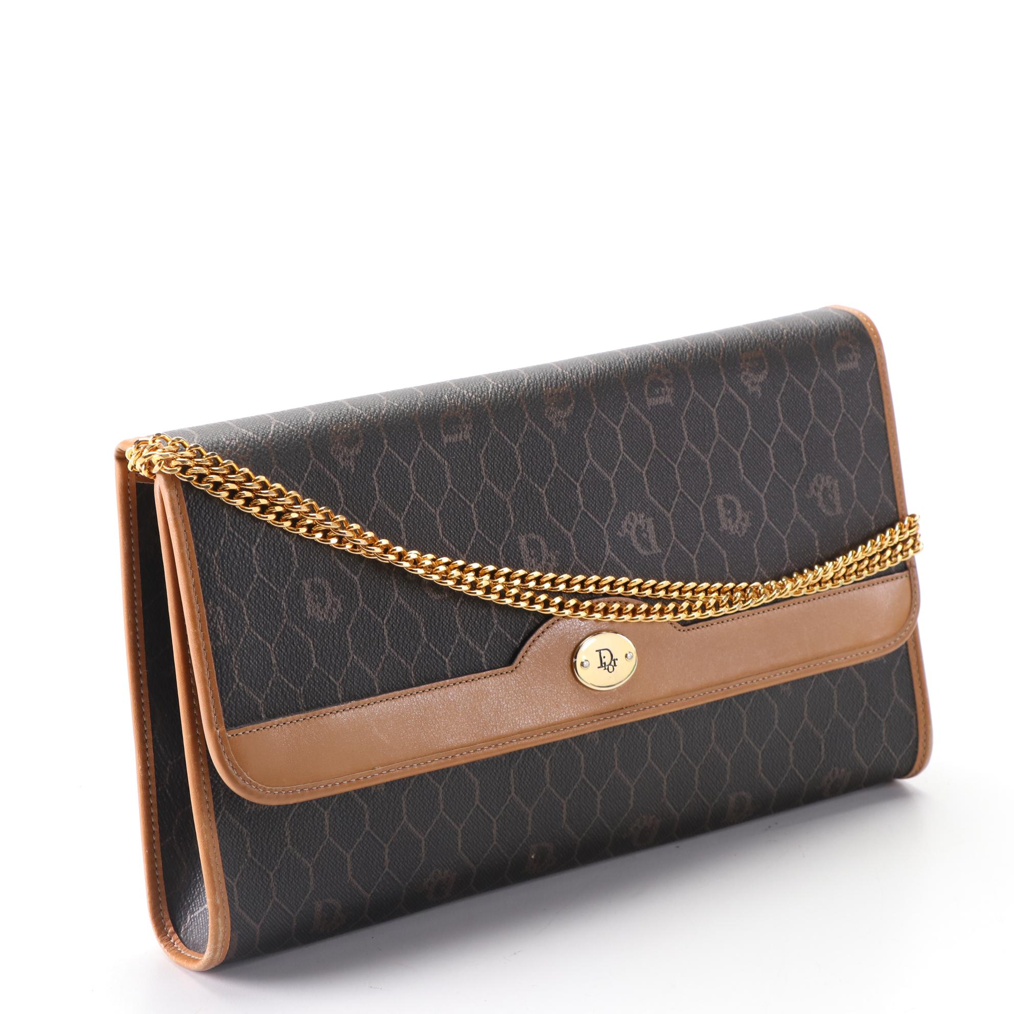 Christian Dior Shoulder Bag in Black Honeycomb Coated Canvas