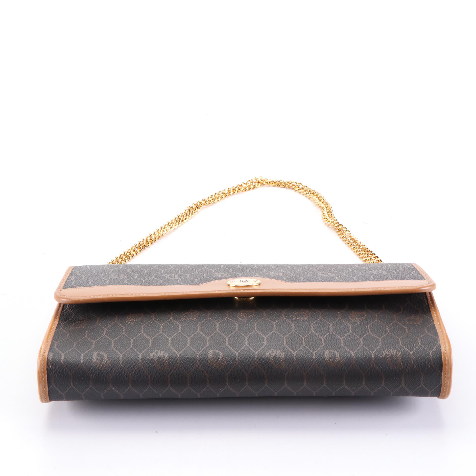 Christian Dior Shoulder Bag in Black Honeycomb Coated Canvas