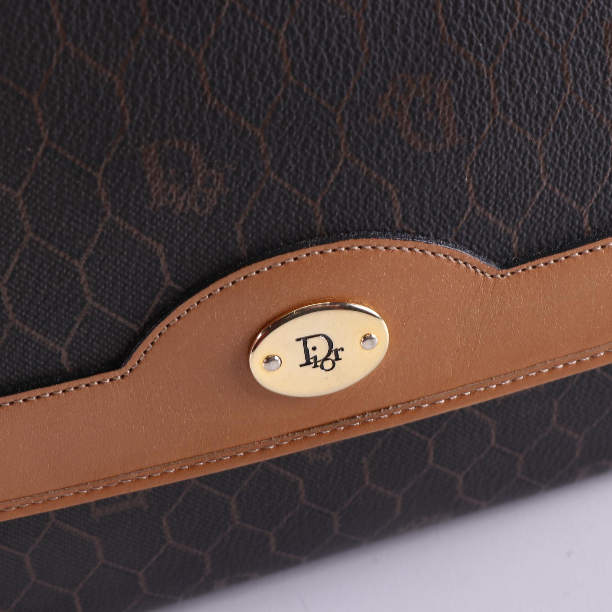 Christian Dior Shoulder Bag in Black Honeycomb Coated Canvas