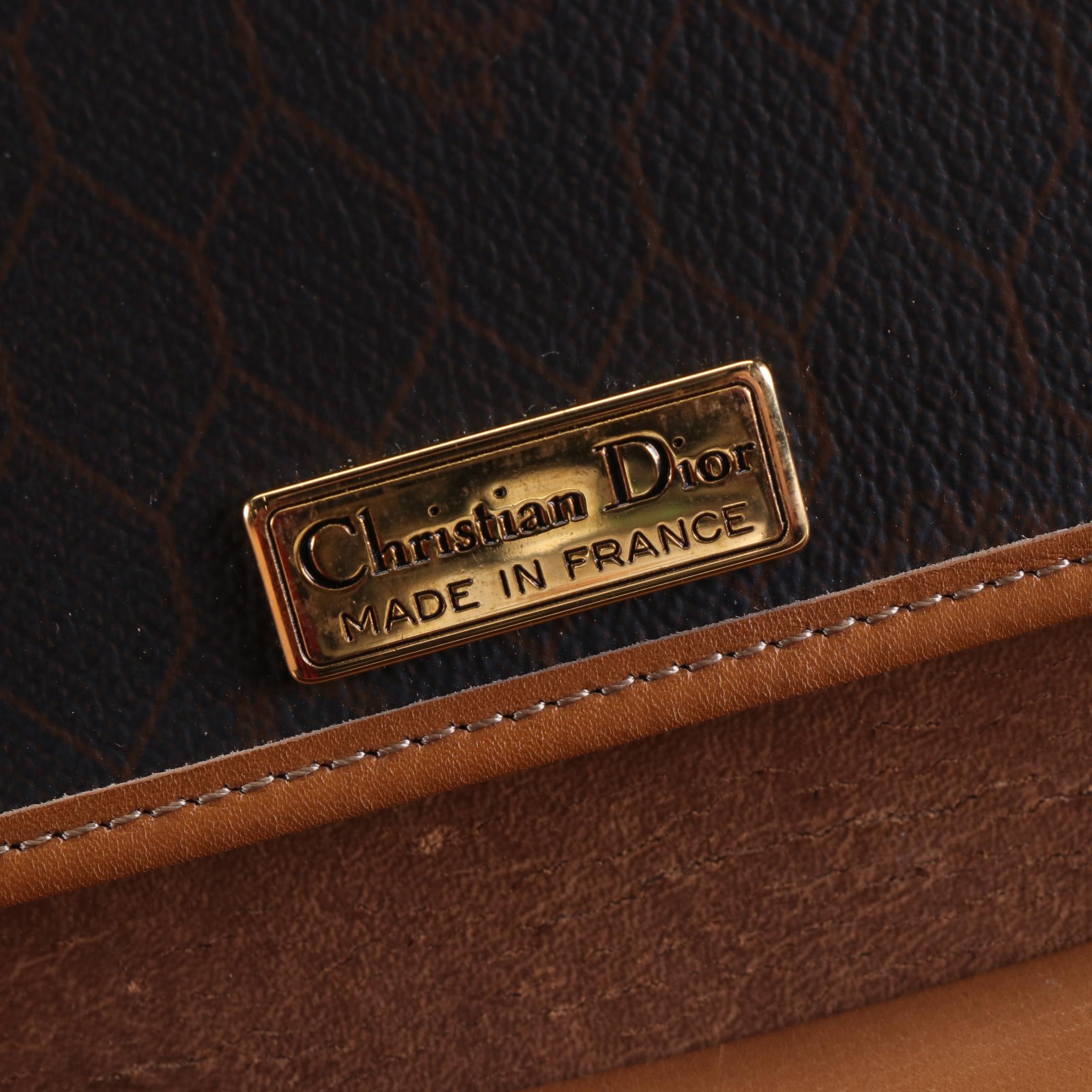 Christian Dior Shoulder Bag in Black Honeycomb Coated Canvas