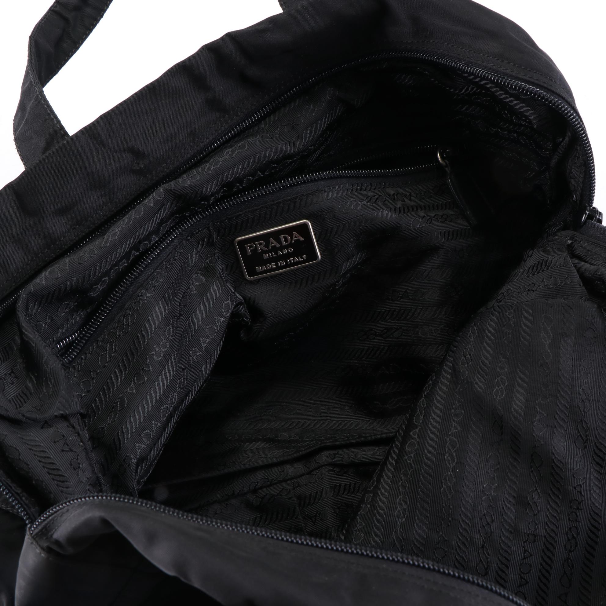 Prada Small Zip Tote in Black Tessuto Nylon