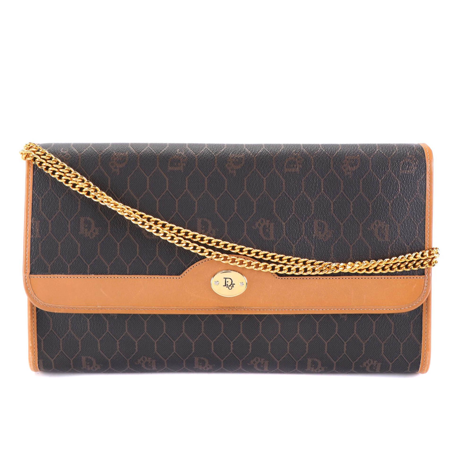 Christian Dior Shoulder Bag in Black Honeycomb Coated Canvas