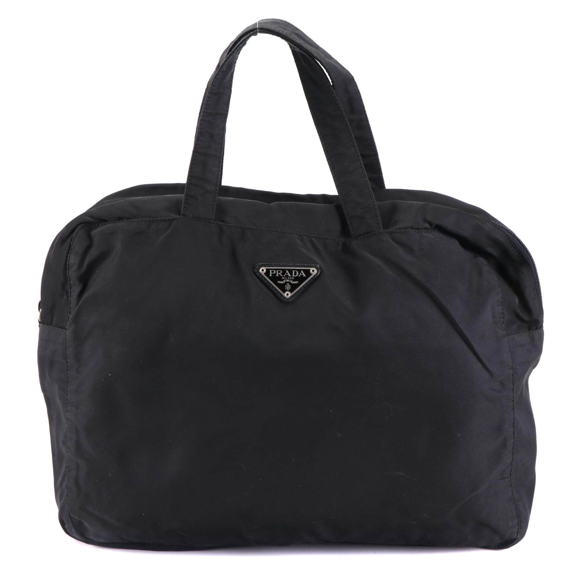 Prada Small Zip Tote in Black Tessuto Nylon
