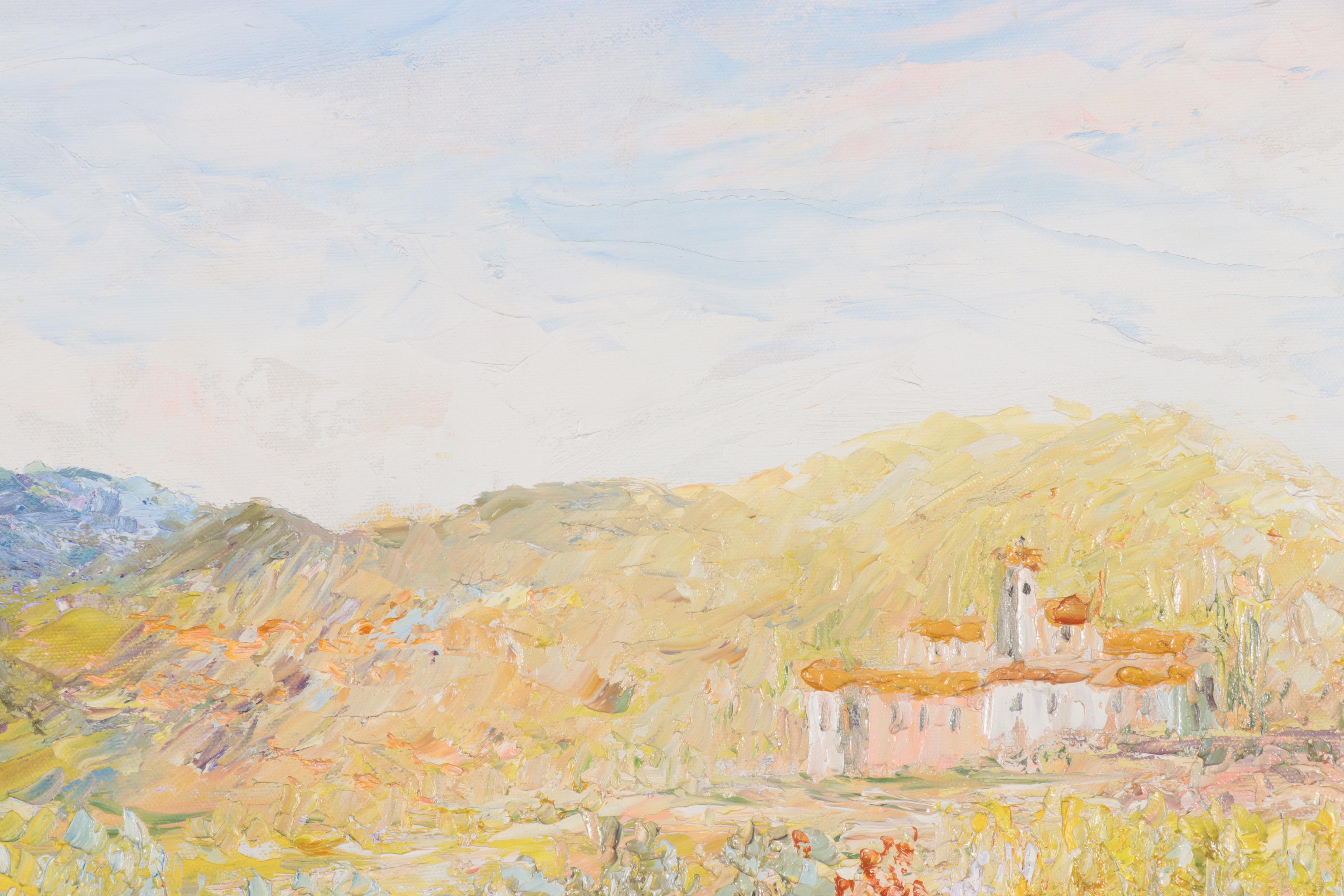 Landscape Oil Painting of Poppies, Circa 2000