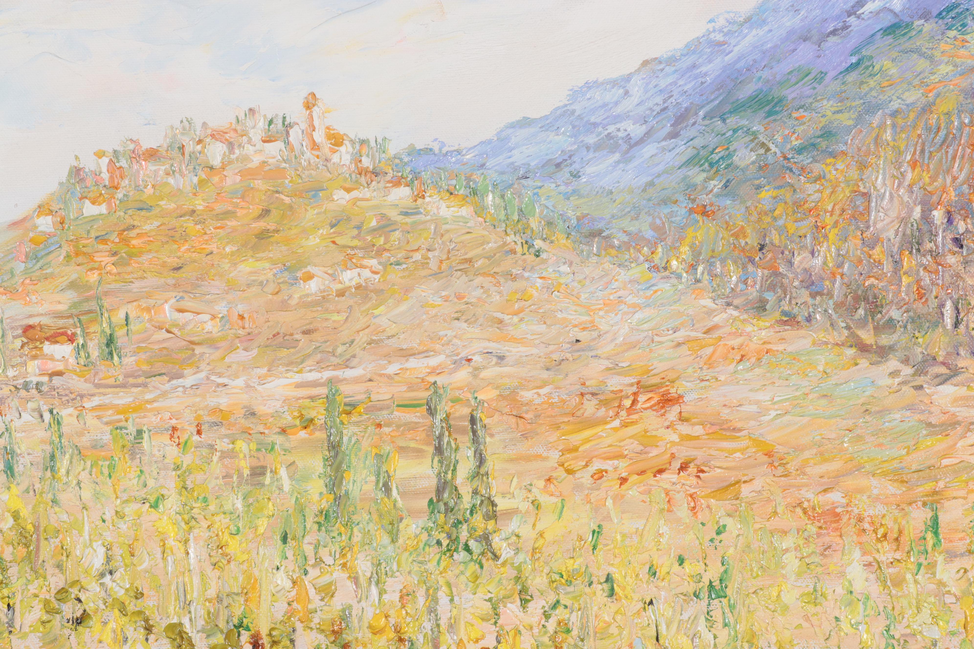 Landscape Oil Painting of Poppies, Circa 2000