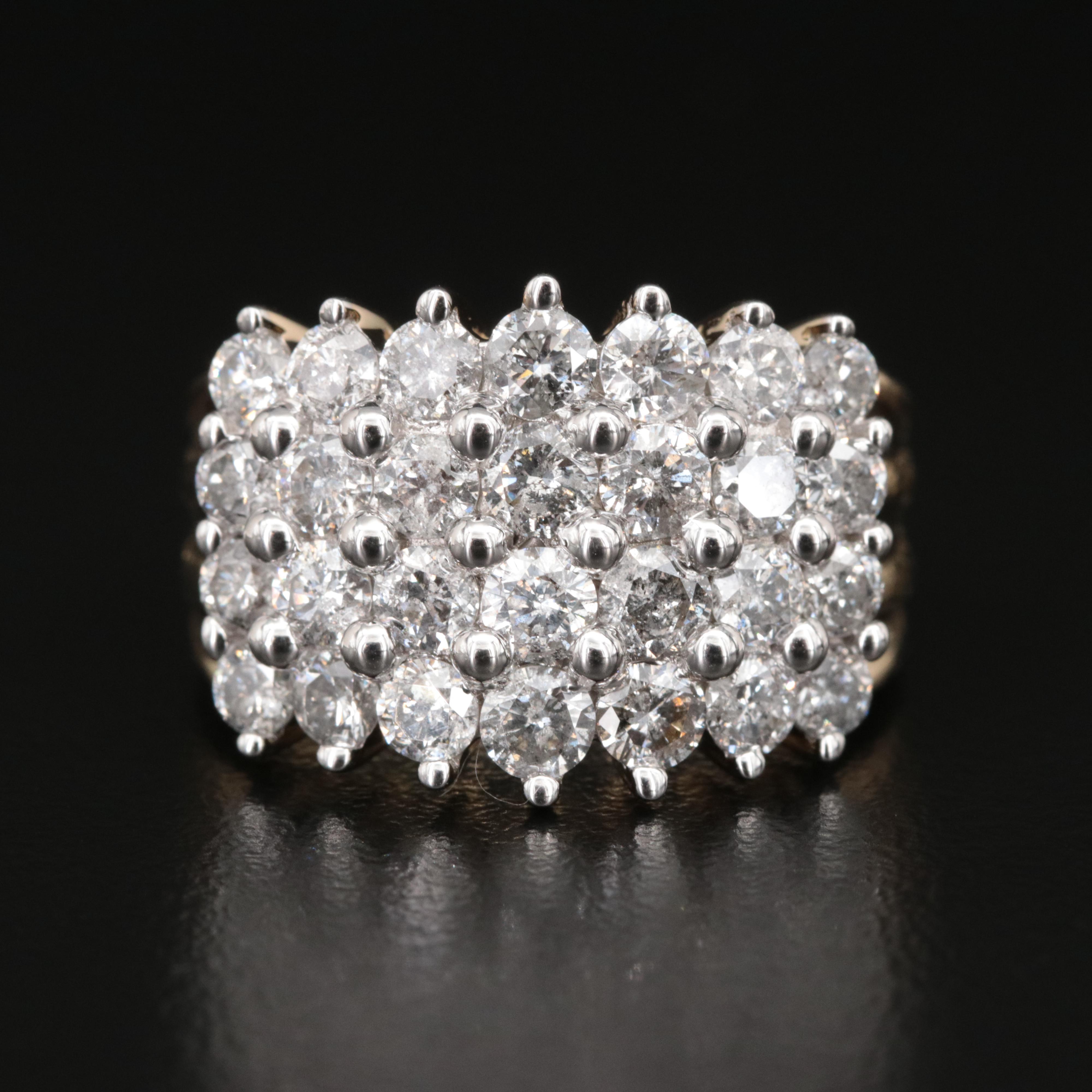 14K 3.00 CTW Diamond Multi-Row Ring