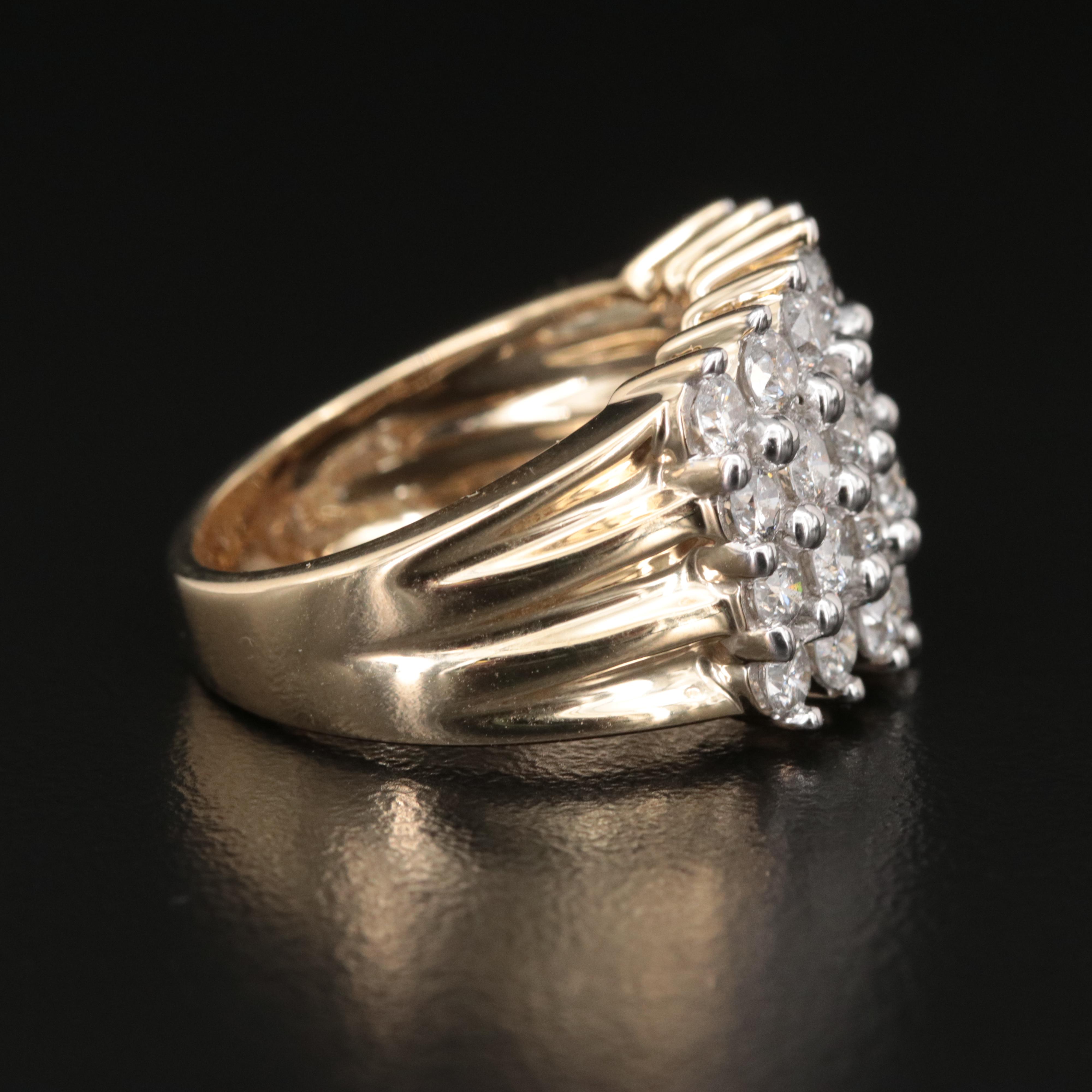 14K 3.00 CTW Diamond Multi-Row Ring
