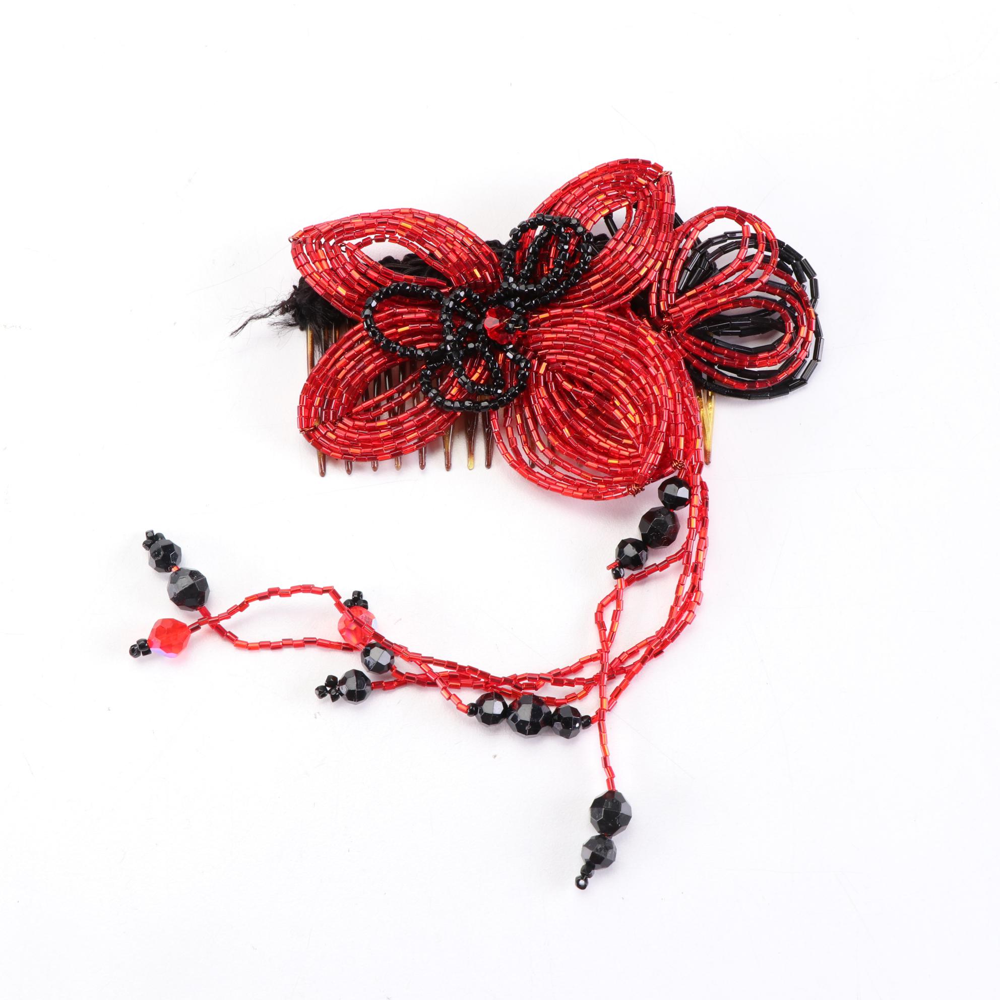 Small Beaded Flap Shoulder Bags and Beaded Hair Comb