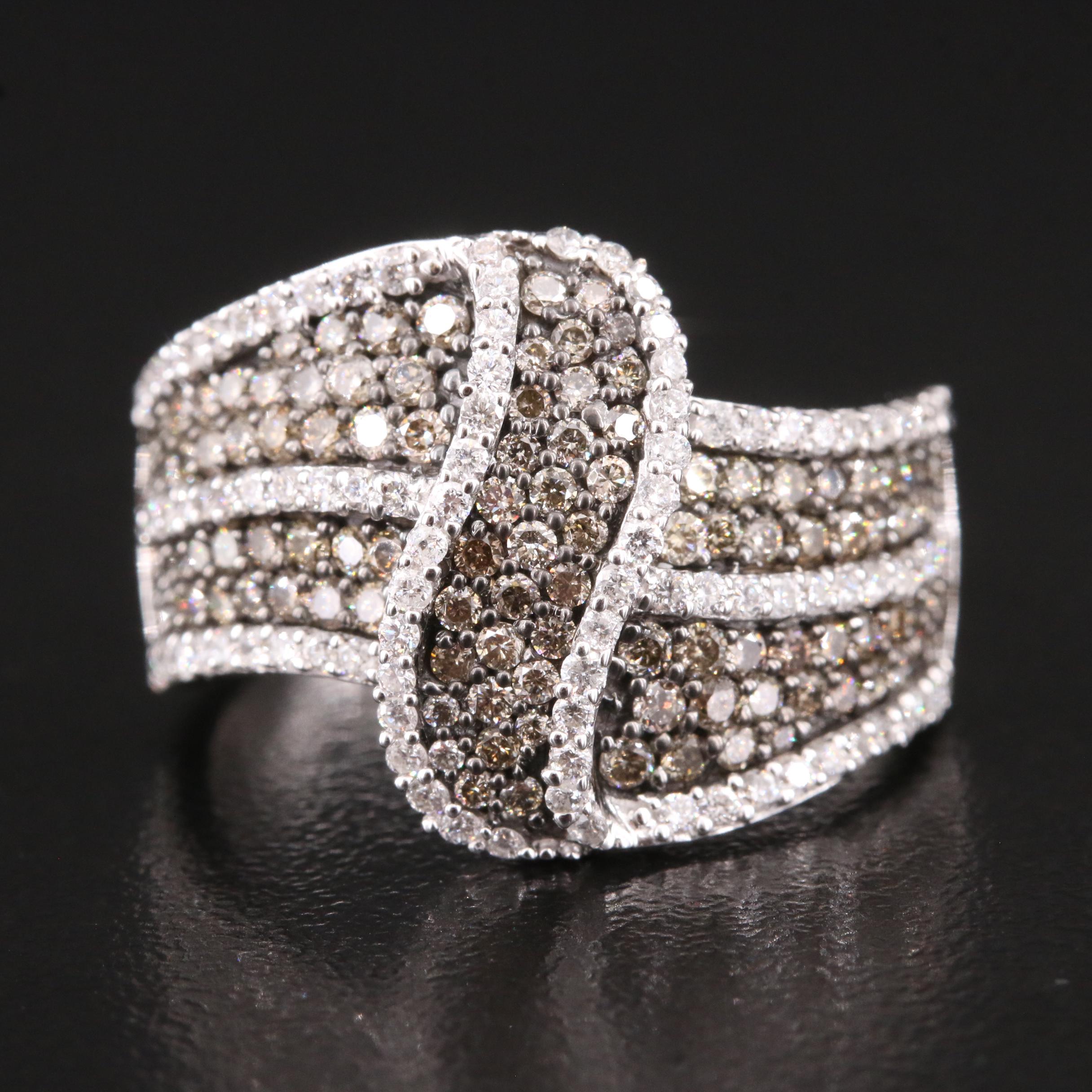 14K 1.41 CTW Diamond Crossover Ring