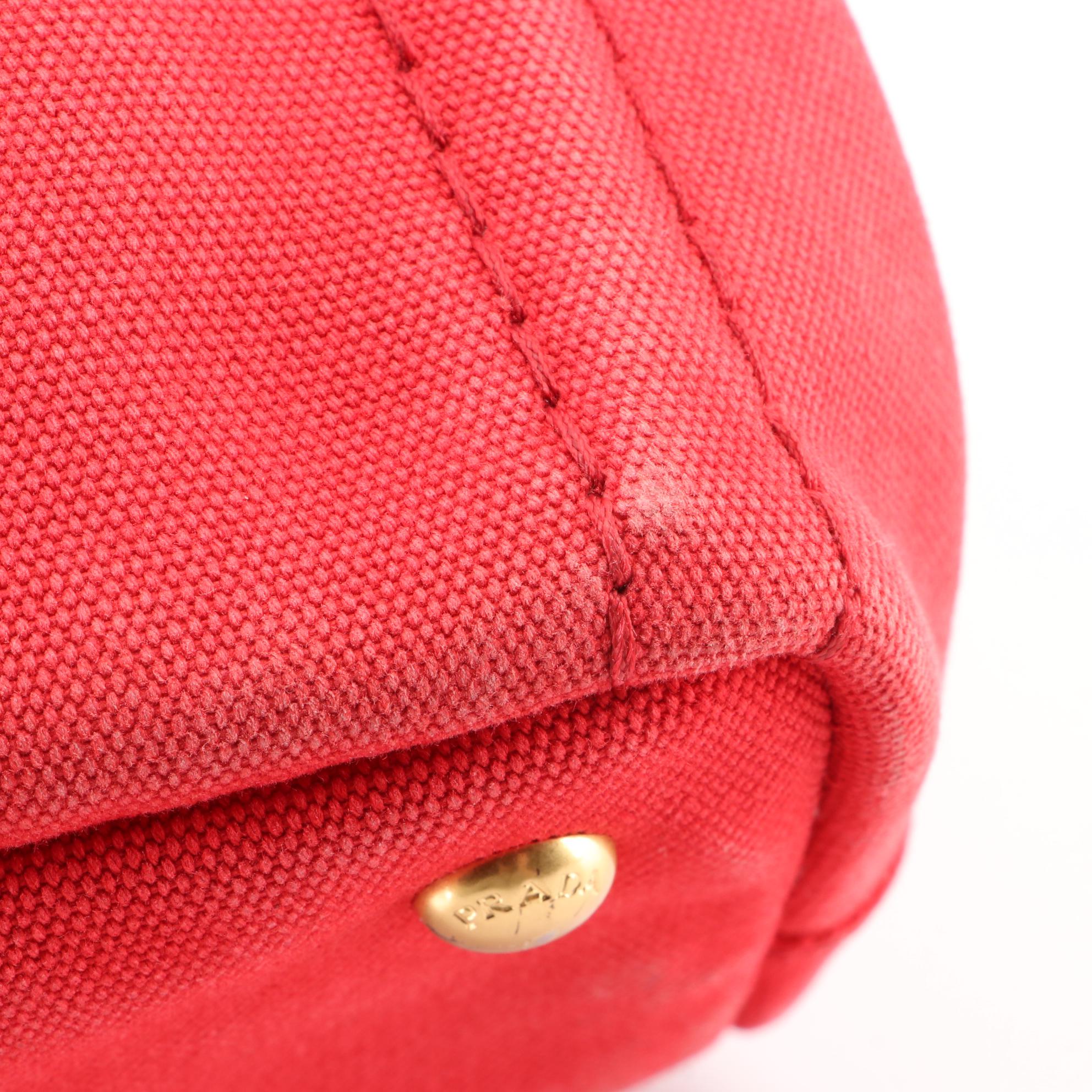 Prada Small Logo Tote in Red Cotton Canvas