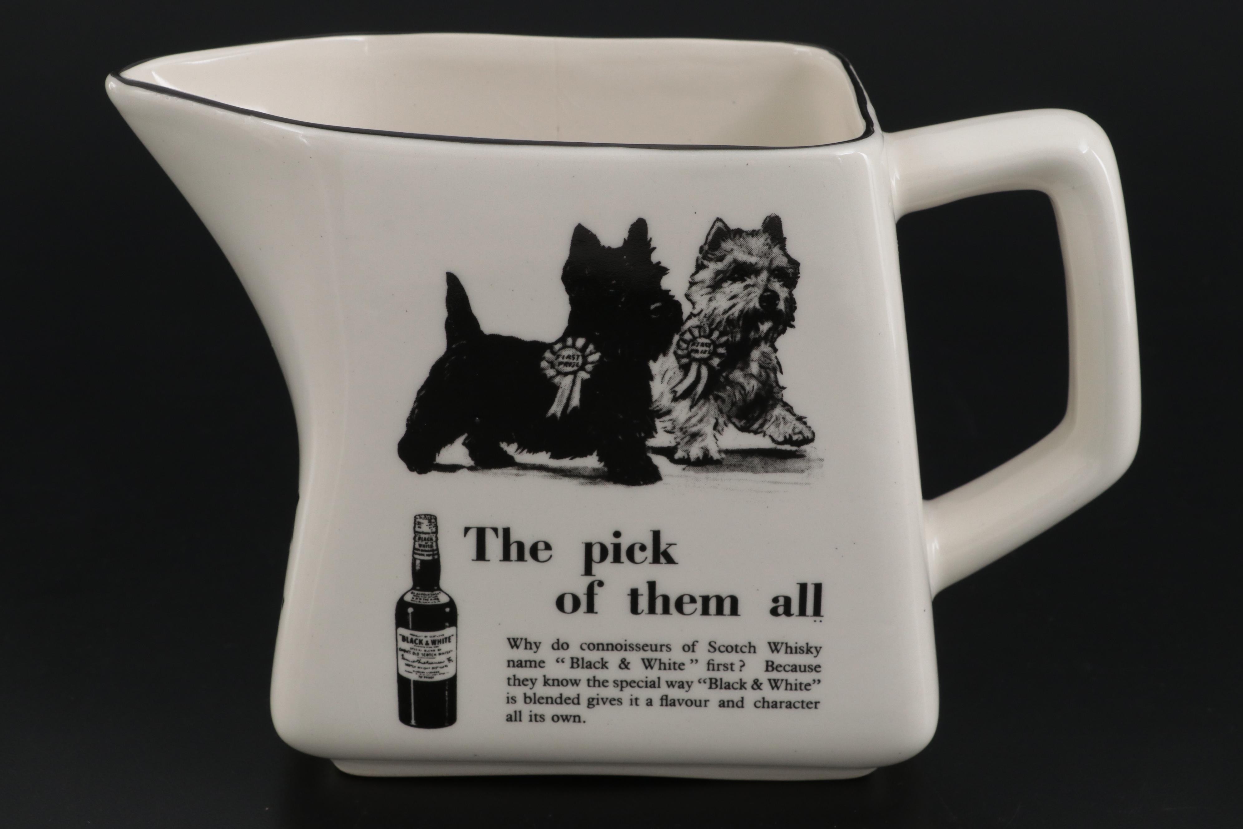 James Buchanan & Co. Black & White Whisky Ceramic Water Jug and Ashtray