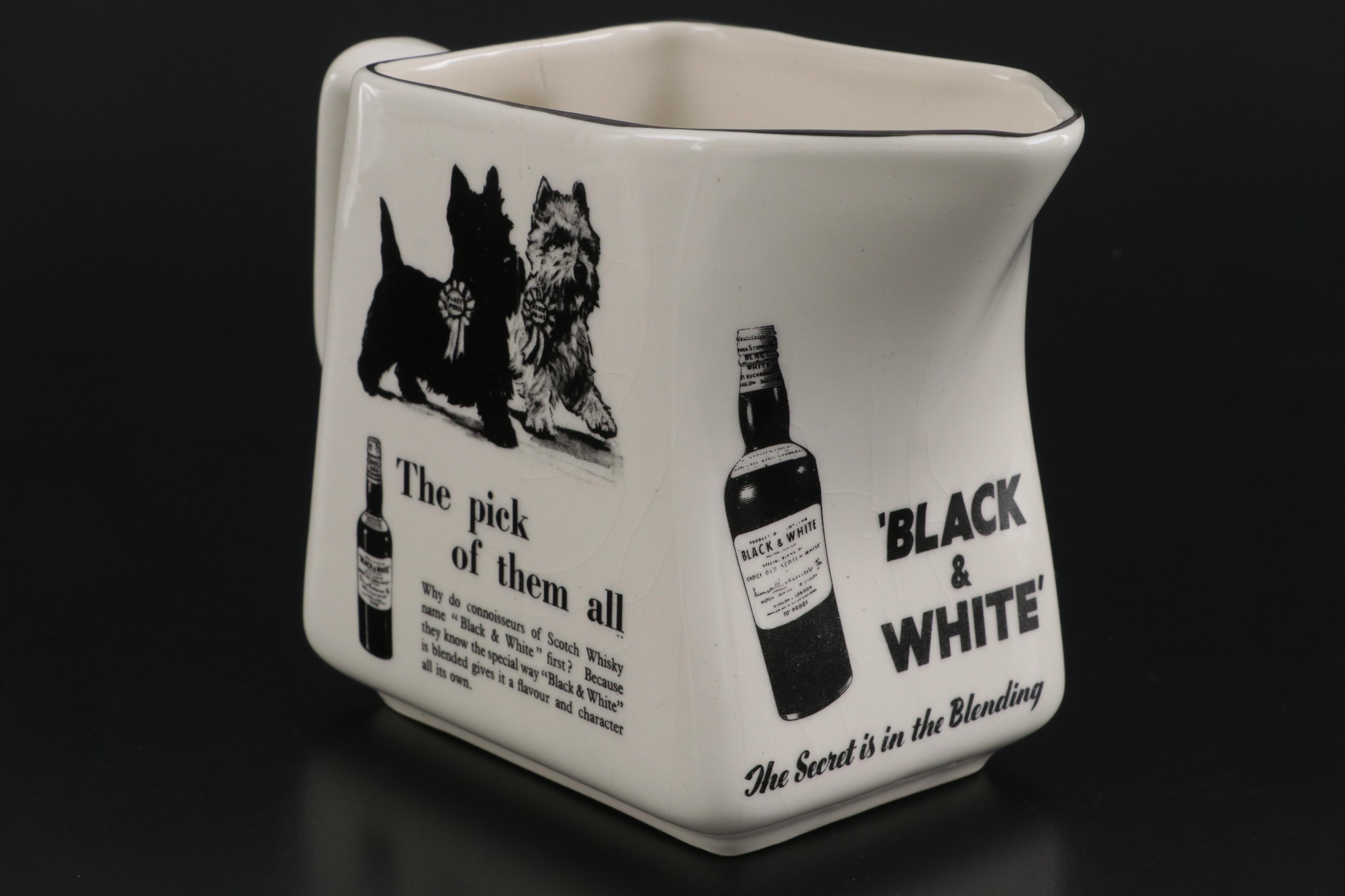 James Buchanan & Co. Black & White Whisky Ceramic Water Jug and Ashtray