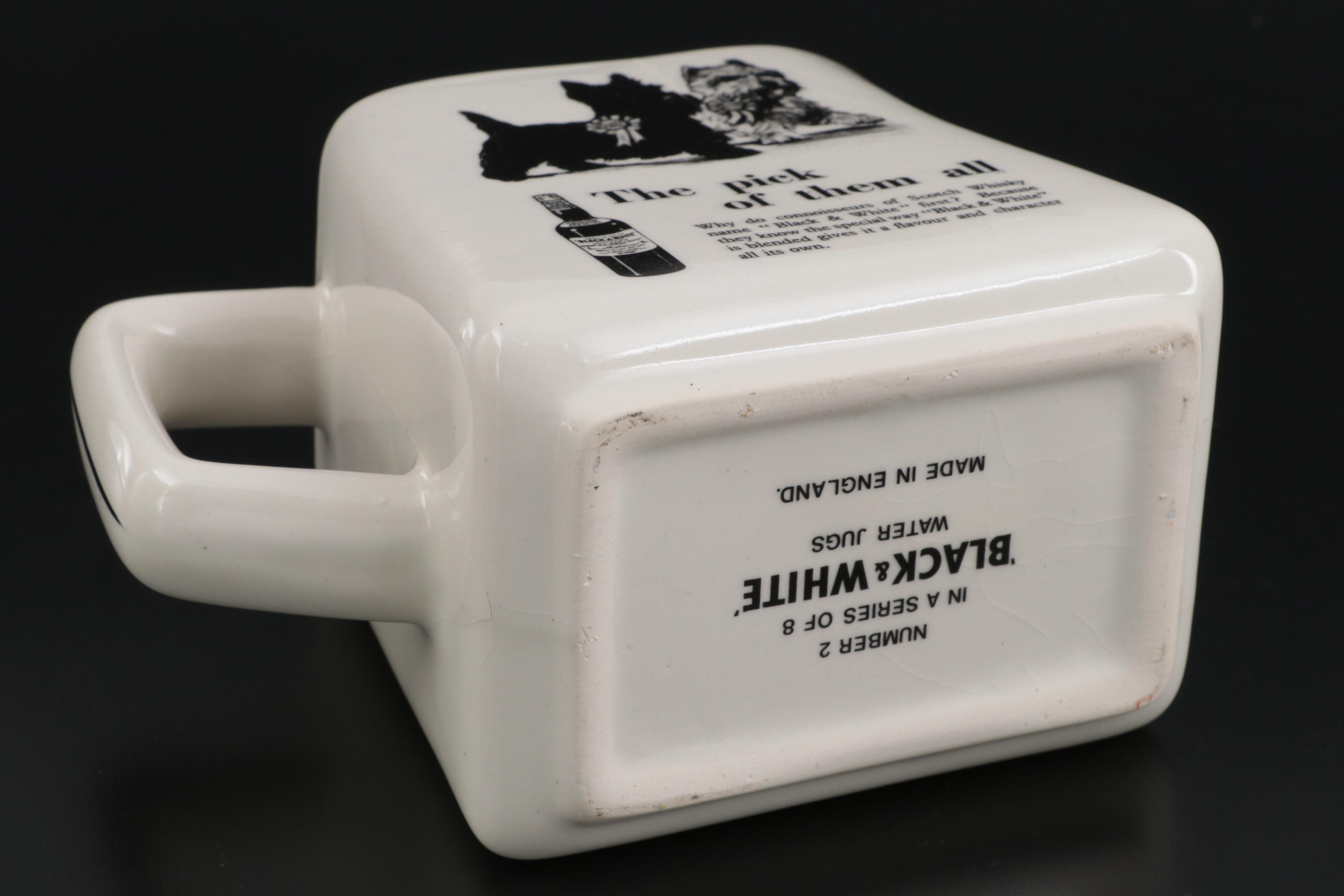 James Buchanan & Co. Black & White Whisky Ceramic Water Jug and Ashtray