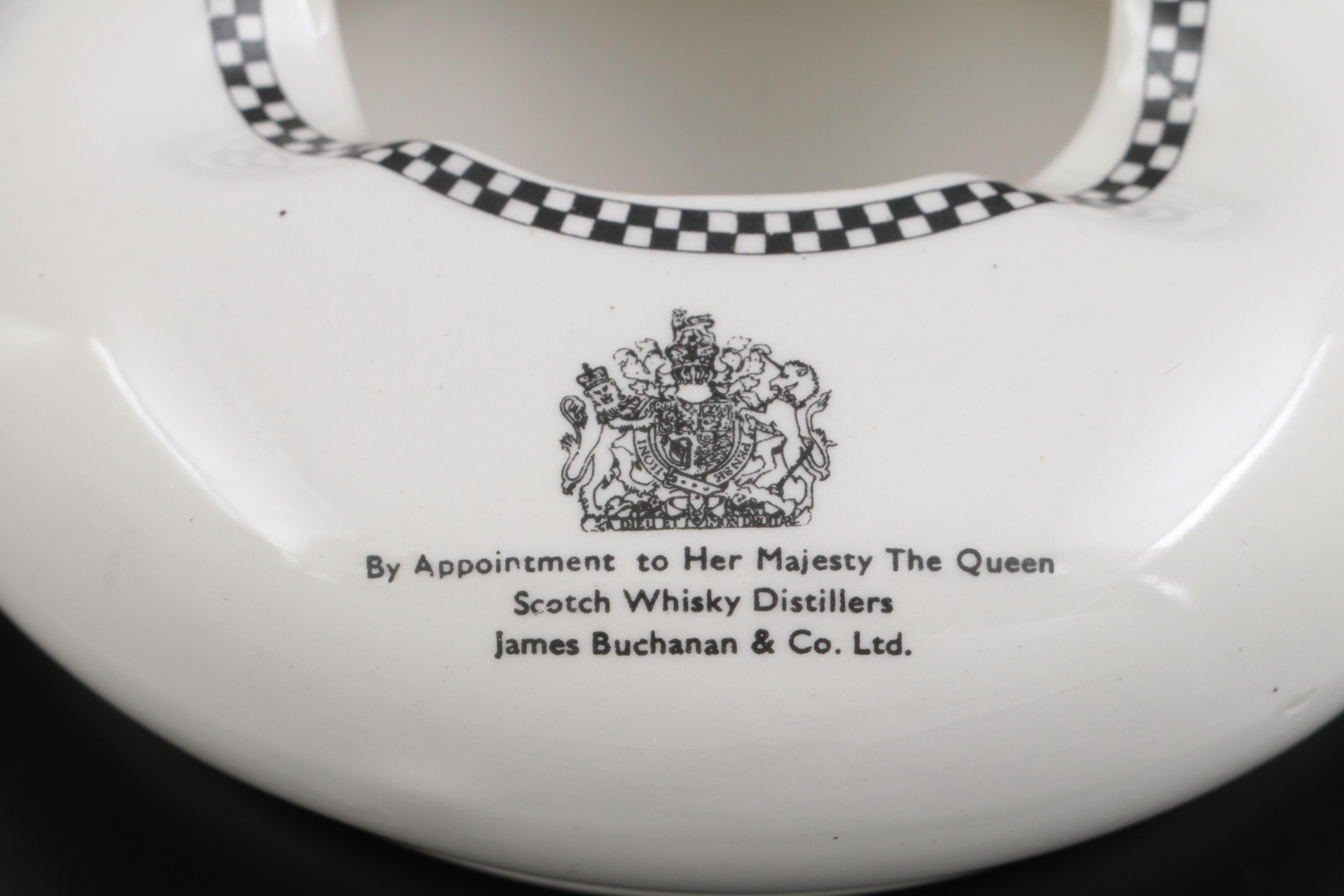 James Buchanan & Co. Black & White Whisky Ceramic Water Jug and Ashtray
