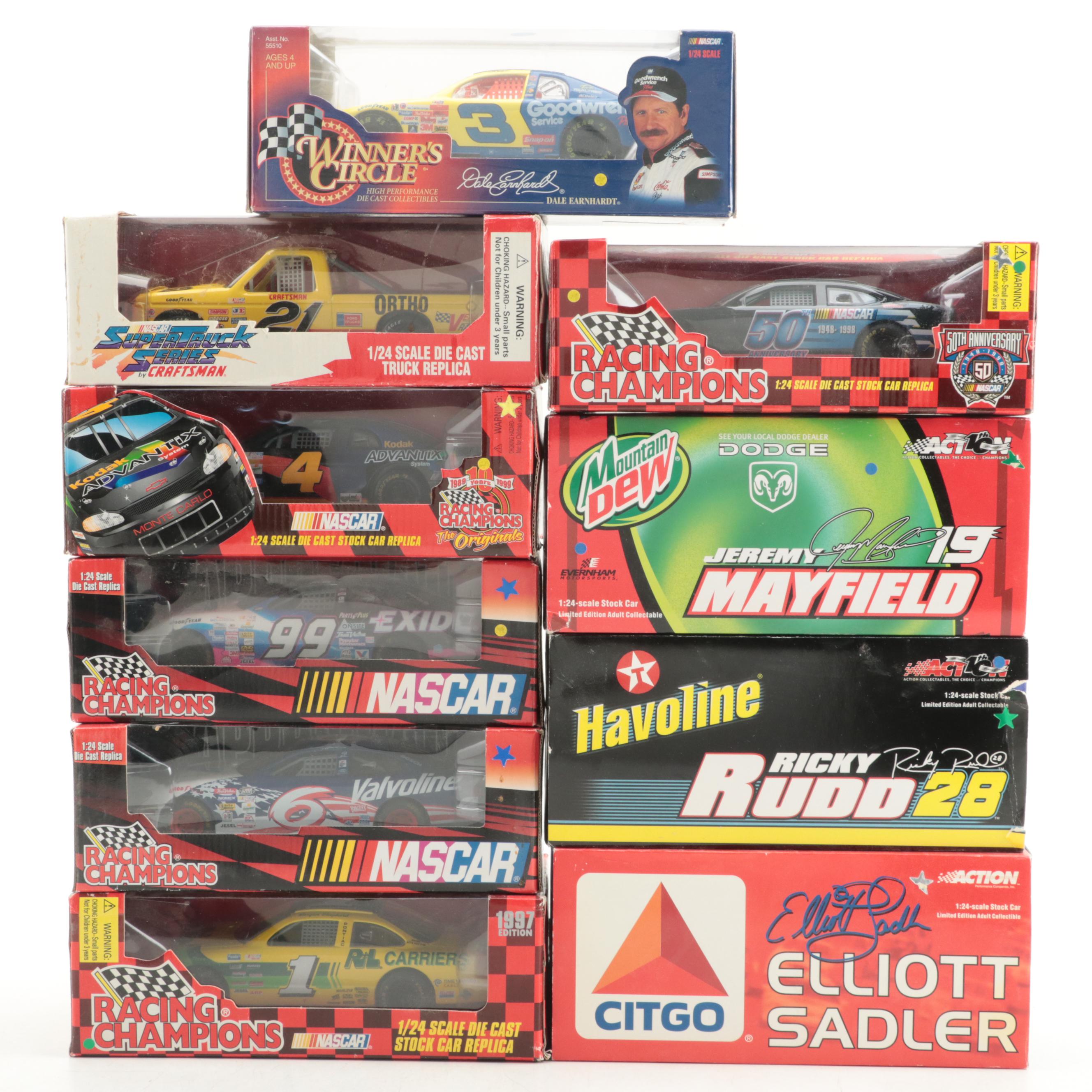 Action, Racing Champions, and Hasbro NASCAR Diecast Racing Cars and Bank