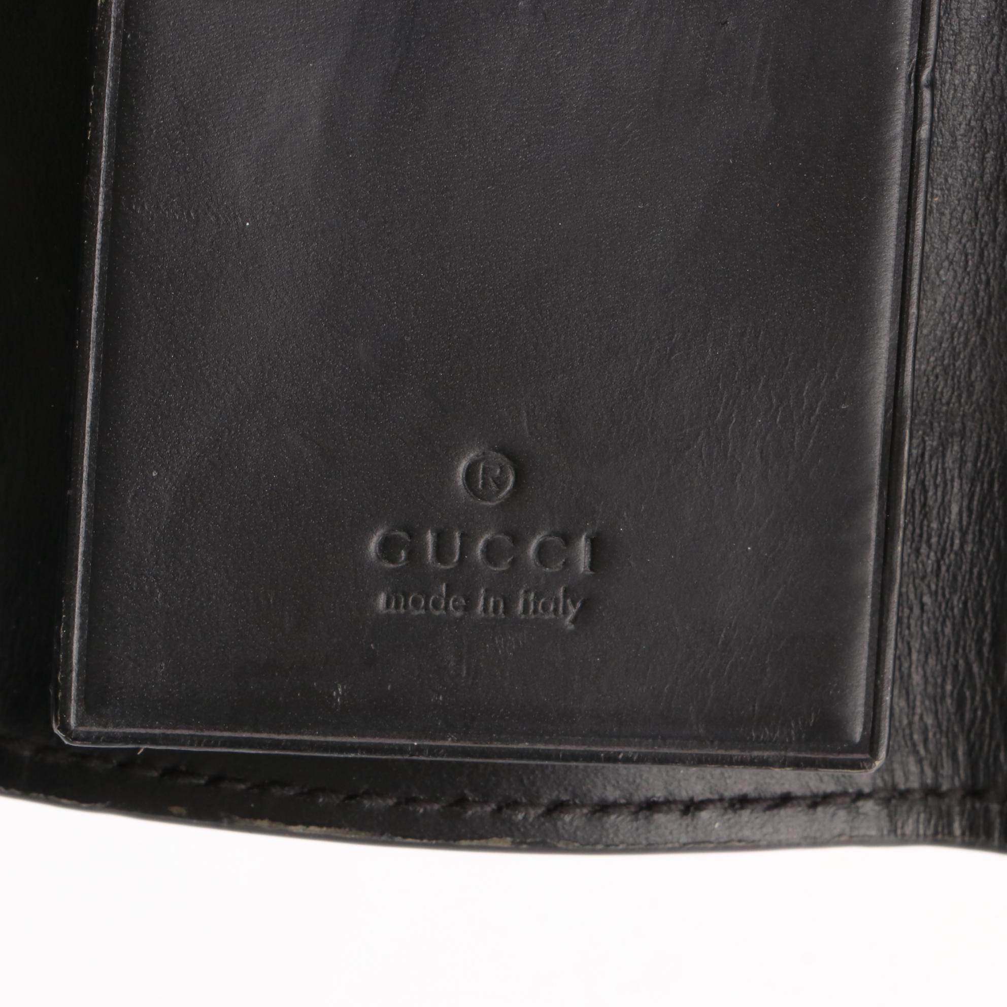 Gucci Key Holder in Black Guccissima Leather and Web Trim