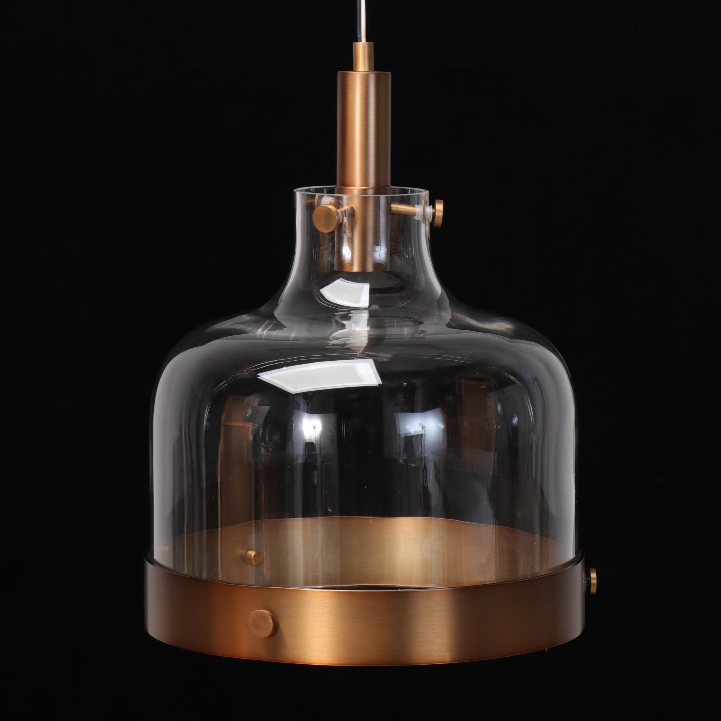 Modernist Antiqued Brass Finish Pendant Light