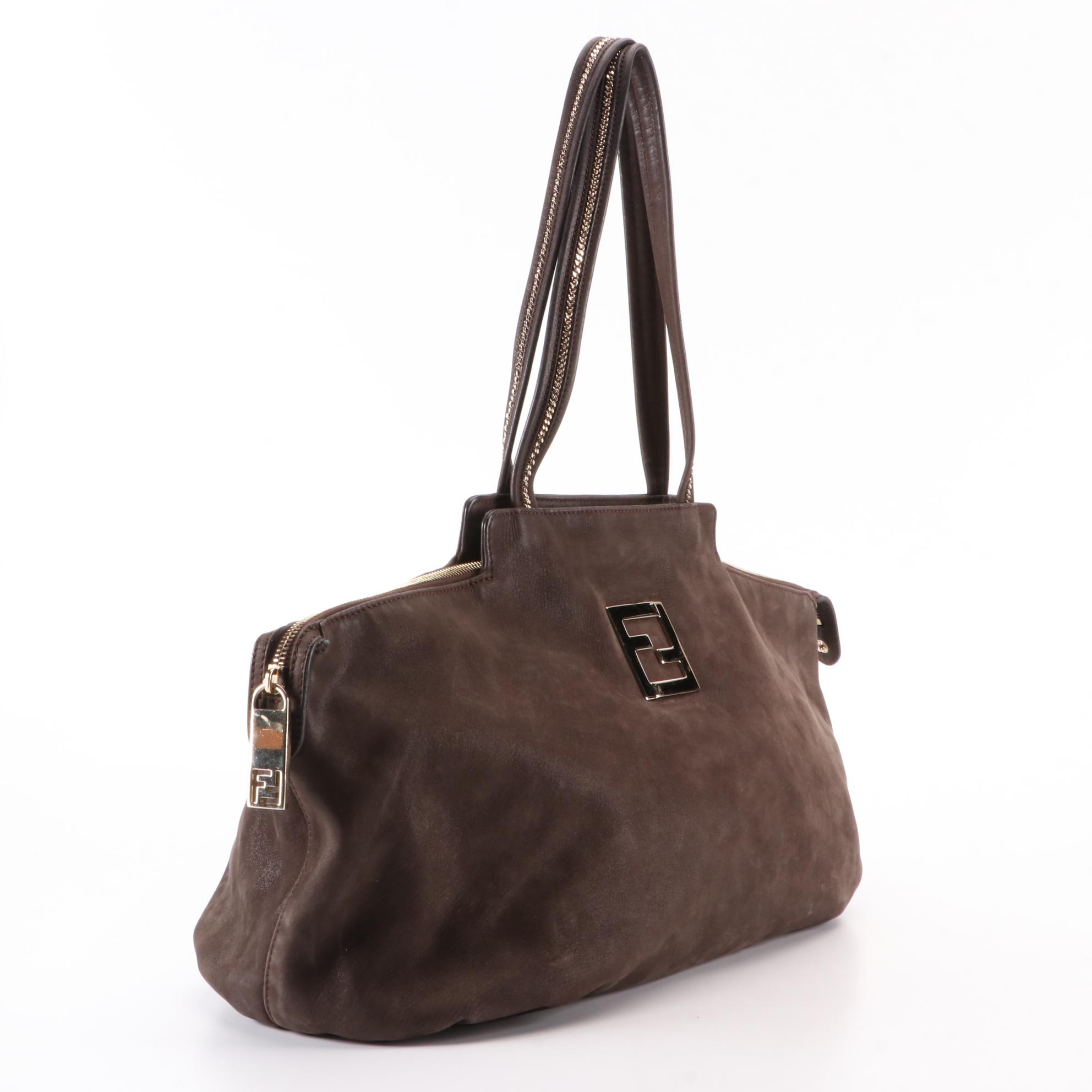 Fendi Chains 8BR636 Shoulder Bag in Metallic Shimmer Leather