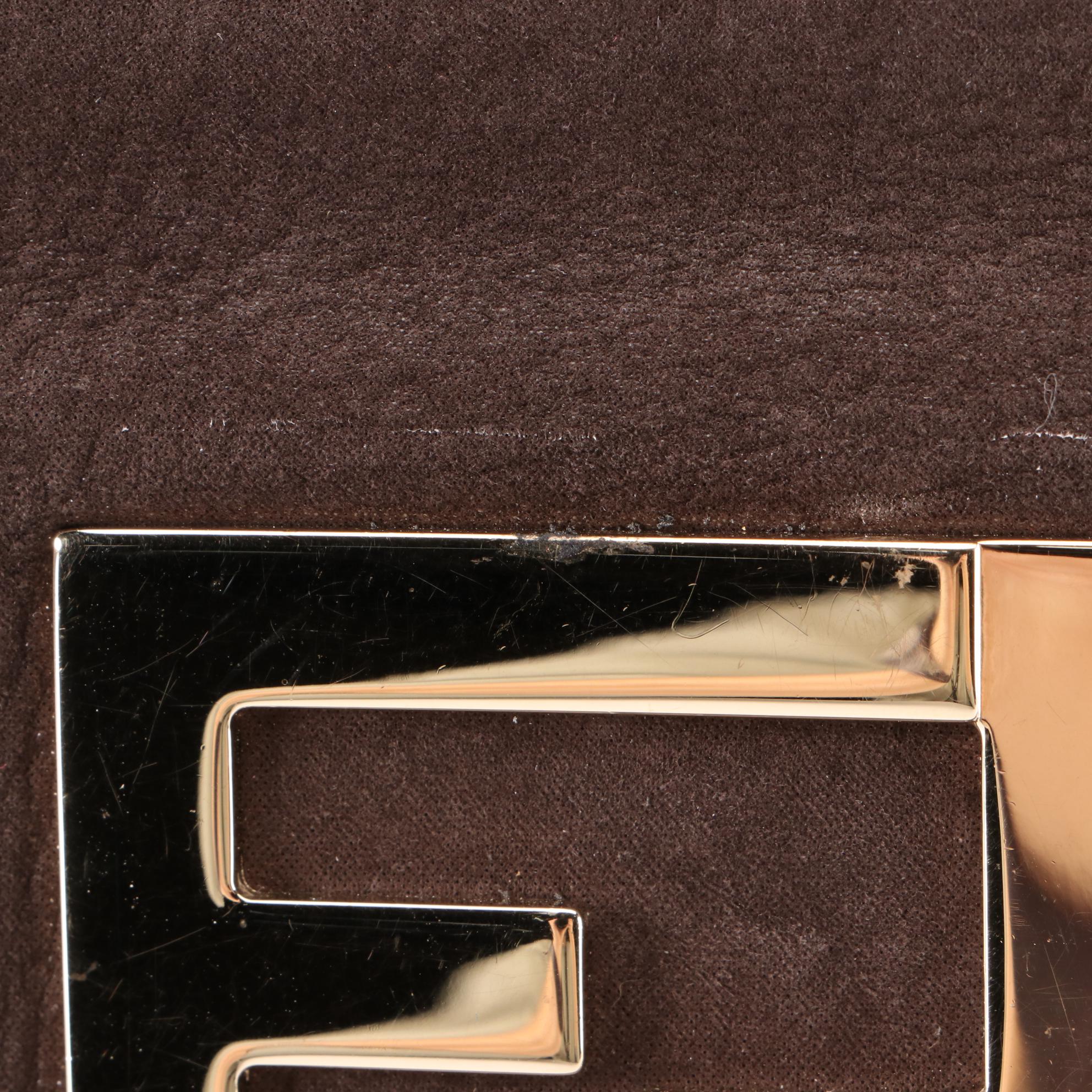 Fendi Chains 8BR636 Shoulder Bag in Metallic Shimmer Leather